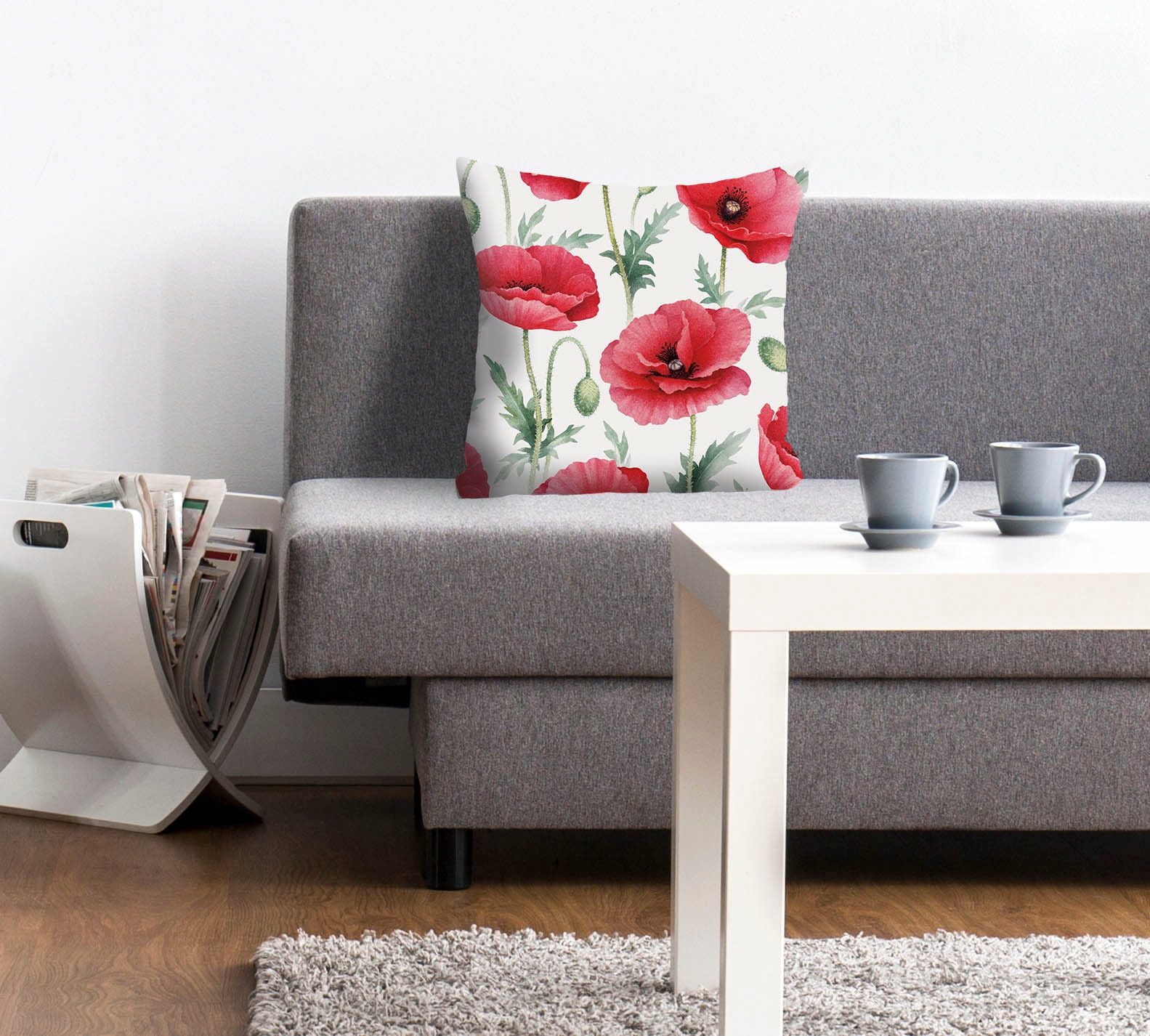 queence Dekokissen »Leon«, Kissenhülle,Mohnblumen,Rot,Blumen,Floral,Natur,D günstig online kaufen