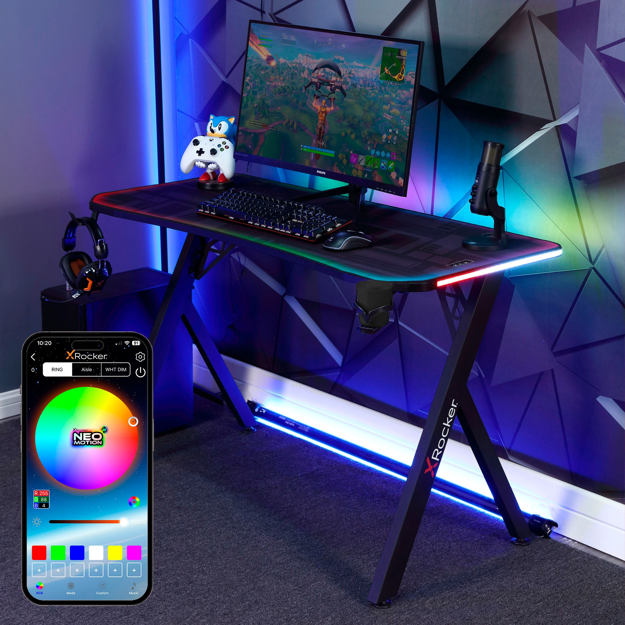 X Rocker Gamingtisch »Lumio RGB - Gaming Schreibtisch mit Beleuchtung & App-Steuerung«