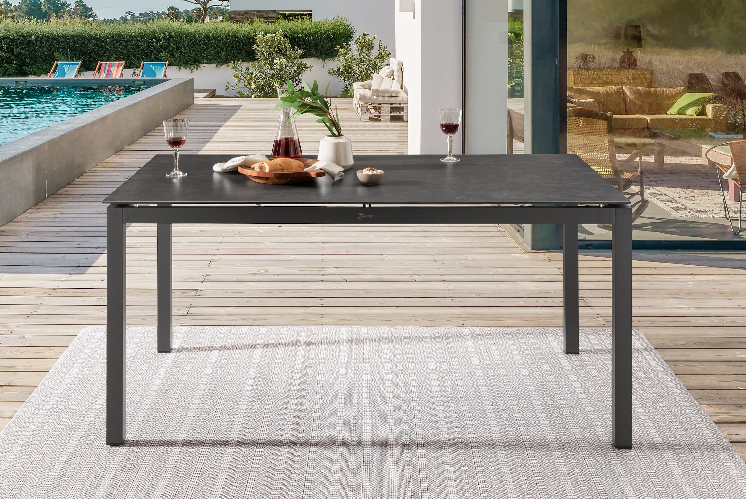 Destiny Garten-Essgruppe »TORNO CREMONA« Set, 5 tlg. Essgruppe 4 Se + Tisch 160x90cm, grau