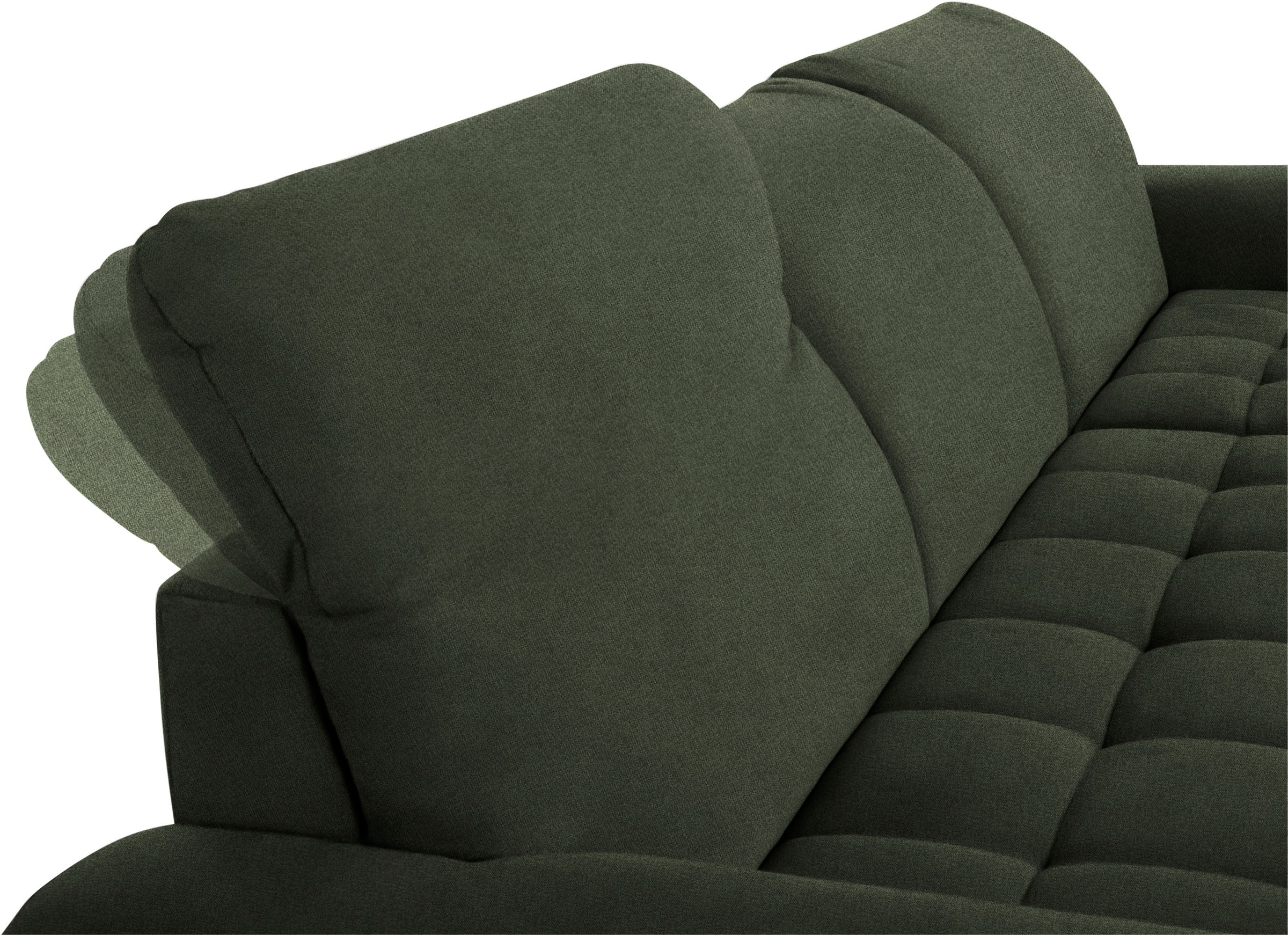 DOMO collection Ecksofa »Franzi, zeitlos und elegant, moderne Sitzheftung, L-Form«, wahlweise mit Kopfteilverstellung (dann Tiefe: 170 cm)