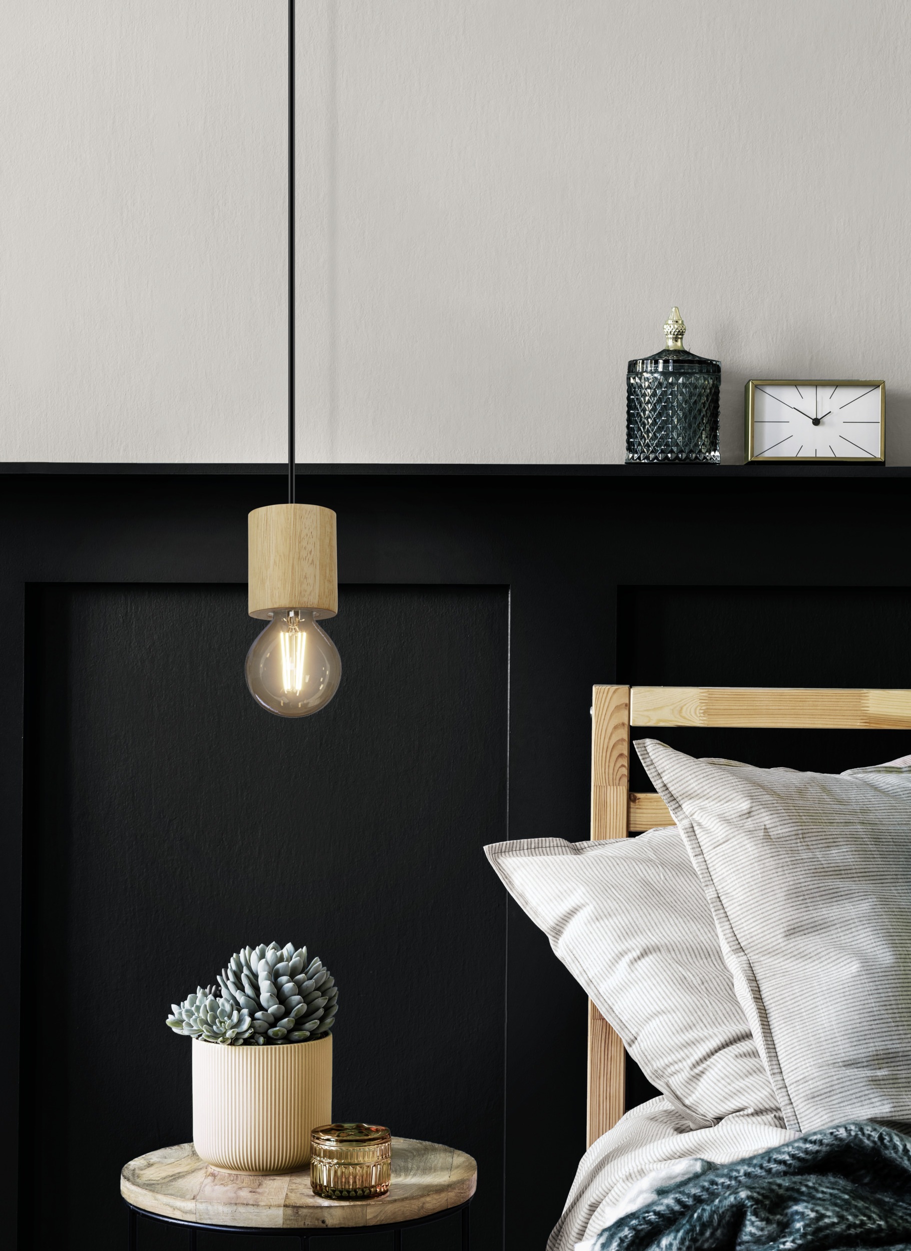 EGLO Hängeleuchte »TURIALDO Pendellampe - Holz, Stahl - E27 - 1X28W - IP20« E27 1 Stk. Hängelampe, Deckenlampe, Wohnzimmer, Esszimmer, H110 x Ø10,5 cm