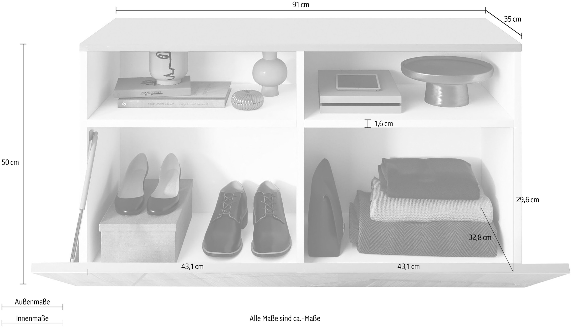 Home affaire Schuhschrank »Vittoria, Breite 91 cm« mit 1 Klappe