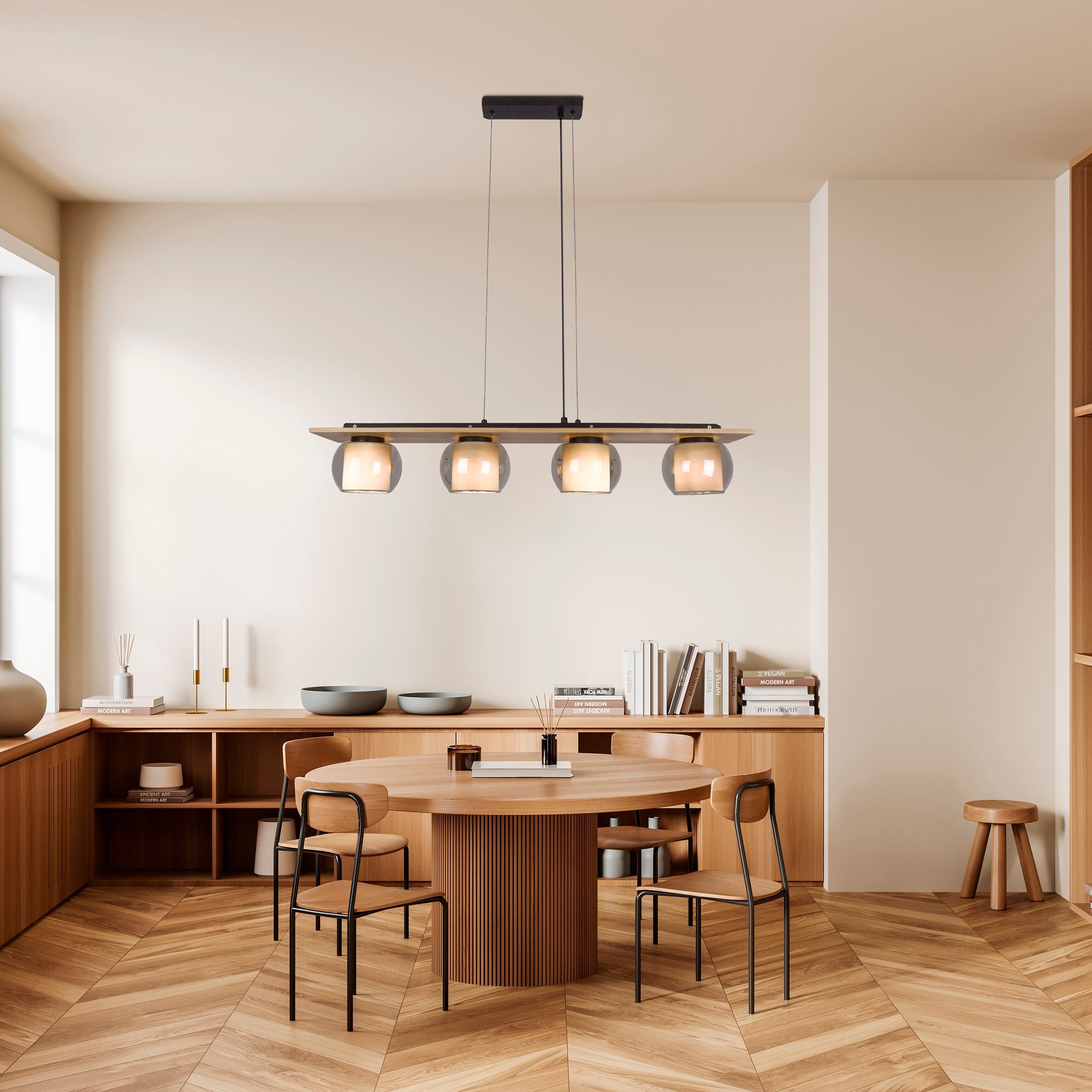 näve Pendelleuchte »Texas« E27 1 Stk. Glasschirme smokey, naturfarbenes Hol günstig online kaufen