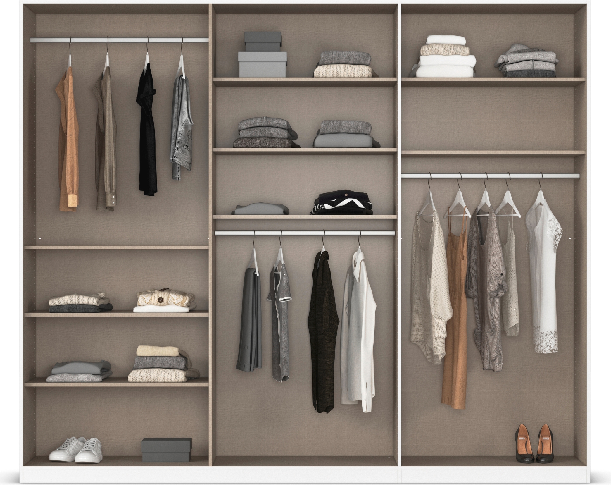 rauch Drehtürenschrank »Kleiderschrank Schrank Garderobe AGORDO TOPSELLER Schlafzimmer«, (in zwei Griff-Farben mit Dekor- oder Hochglanzfront), durchdachte Innenausstattung, in 6 Breiten und 2 Höhen MADE IN GERMANY