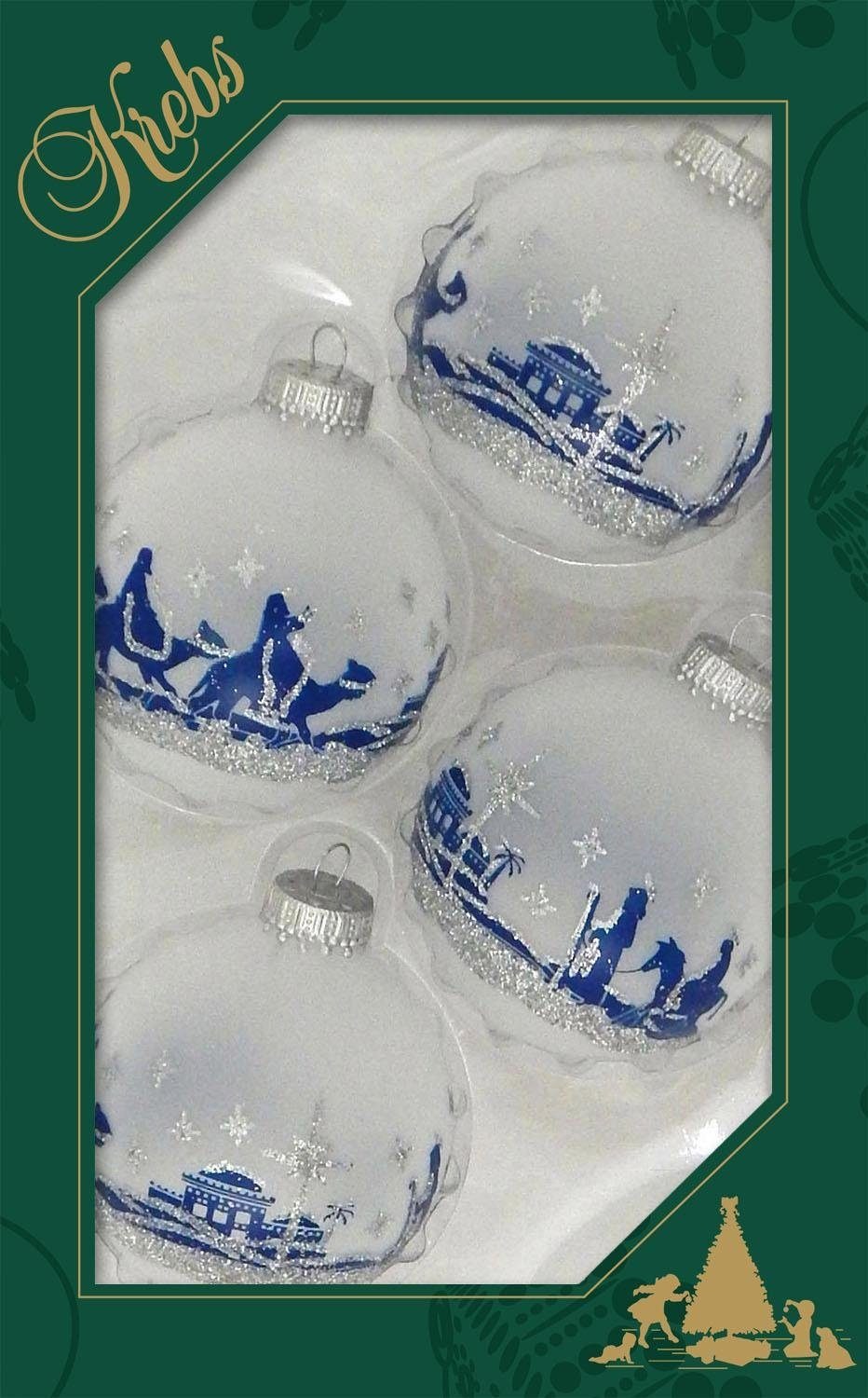 KREBS GLAS LAUSCHA Weihnachtsbaumkugel »Bethlehem« weiß-blau-silberfarben