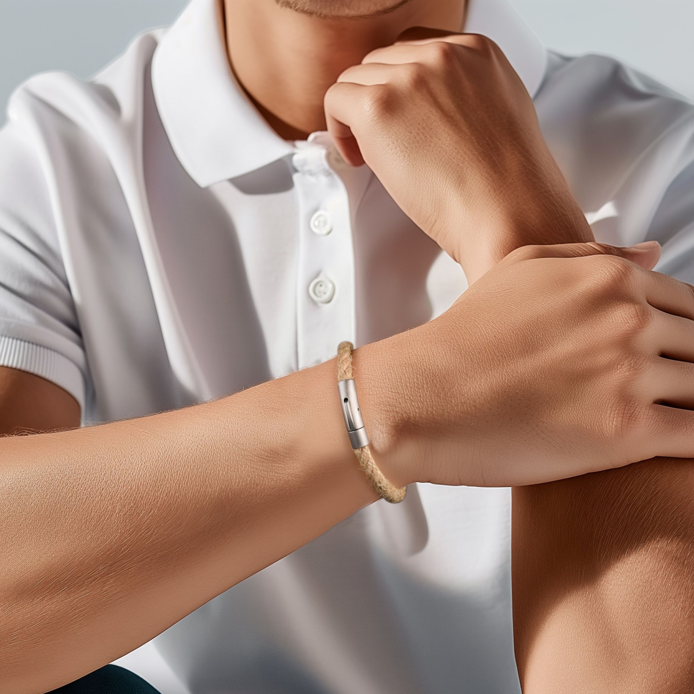 Firetti Armband »Schmuck Geschenk Edelstahl Jutefaser Armschmuck Armkette«