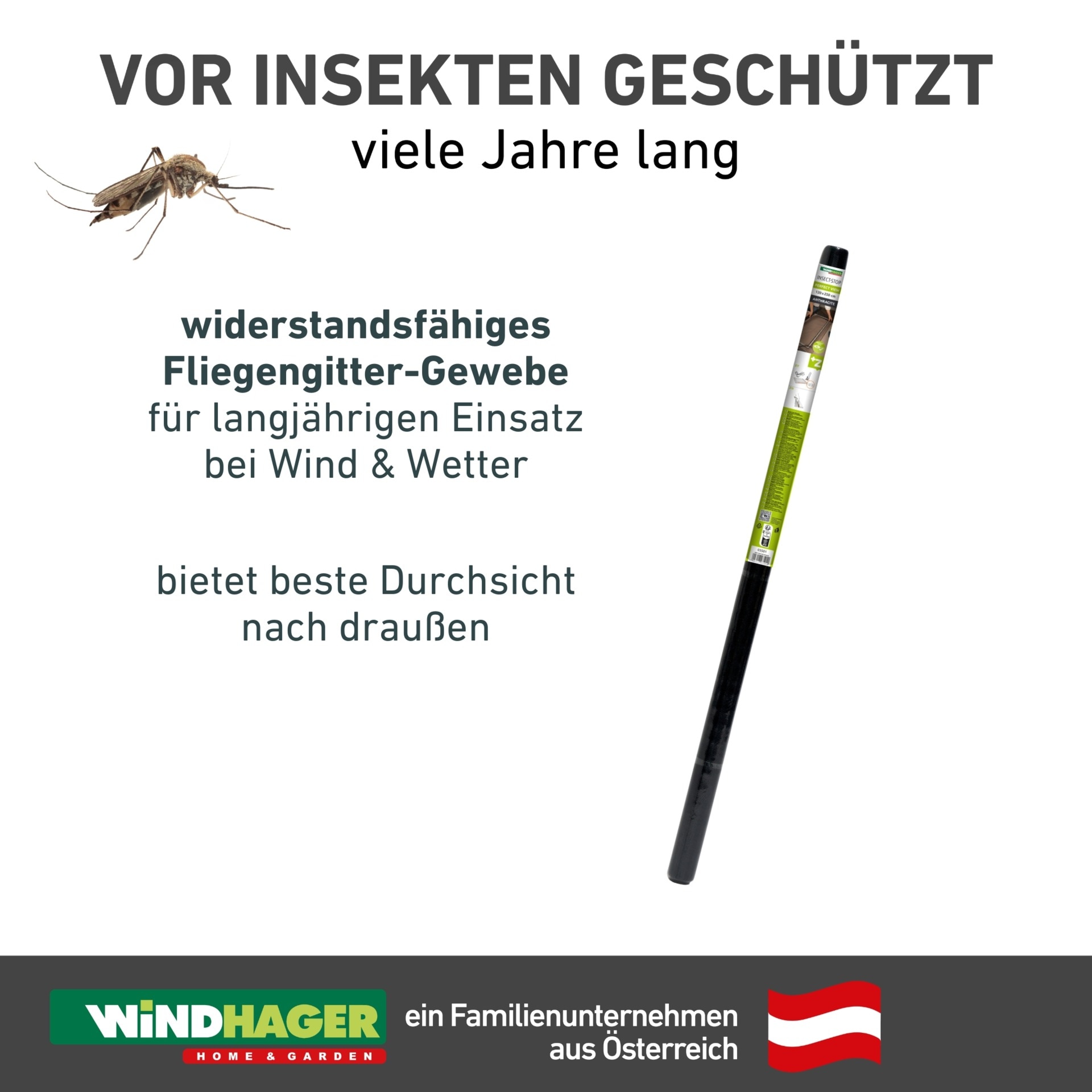 Windhager Fliegengitter-Gewebe »Perfect View aus Fiberglas für Fenster, Balkon- und Terrassentüren« 1 Stk. tlg. Insektenschutzgitter erhältlich in 140 x 150 cm oder 120 x 250 cm