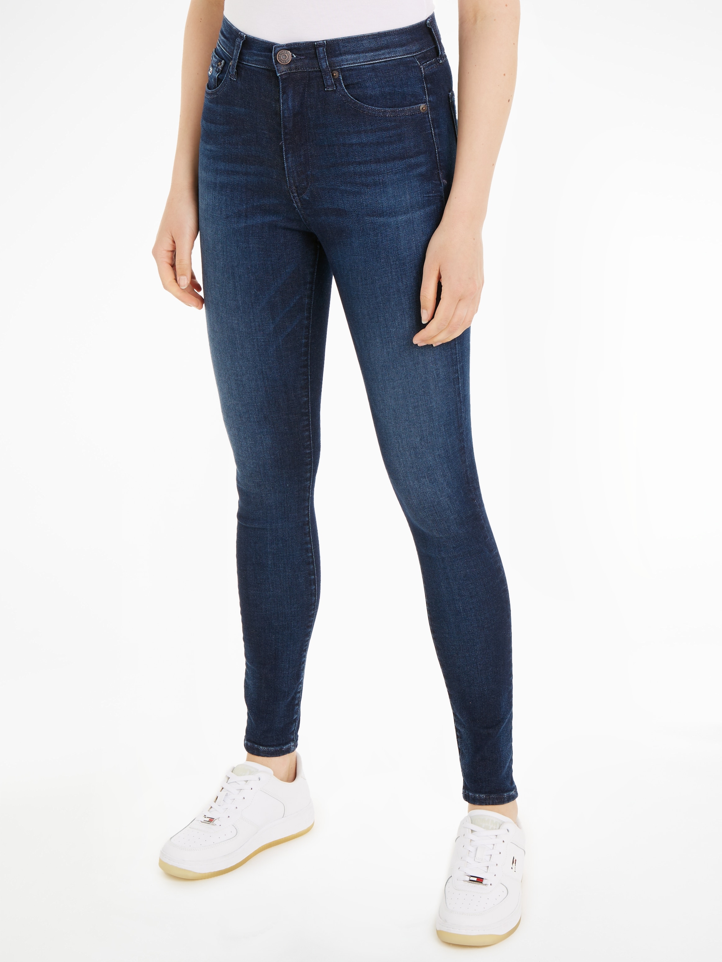 Tommy Jeans Bequeme Jeans »Sylvia Skinny Slim Jeans Hohe Leibhöhe«, mit Ledermarkenlabel