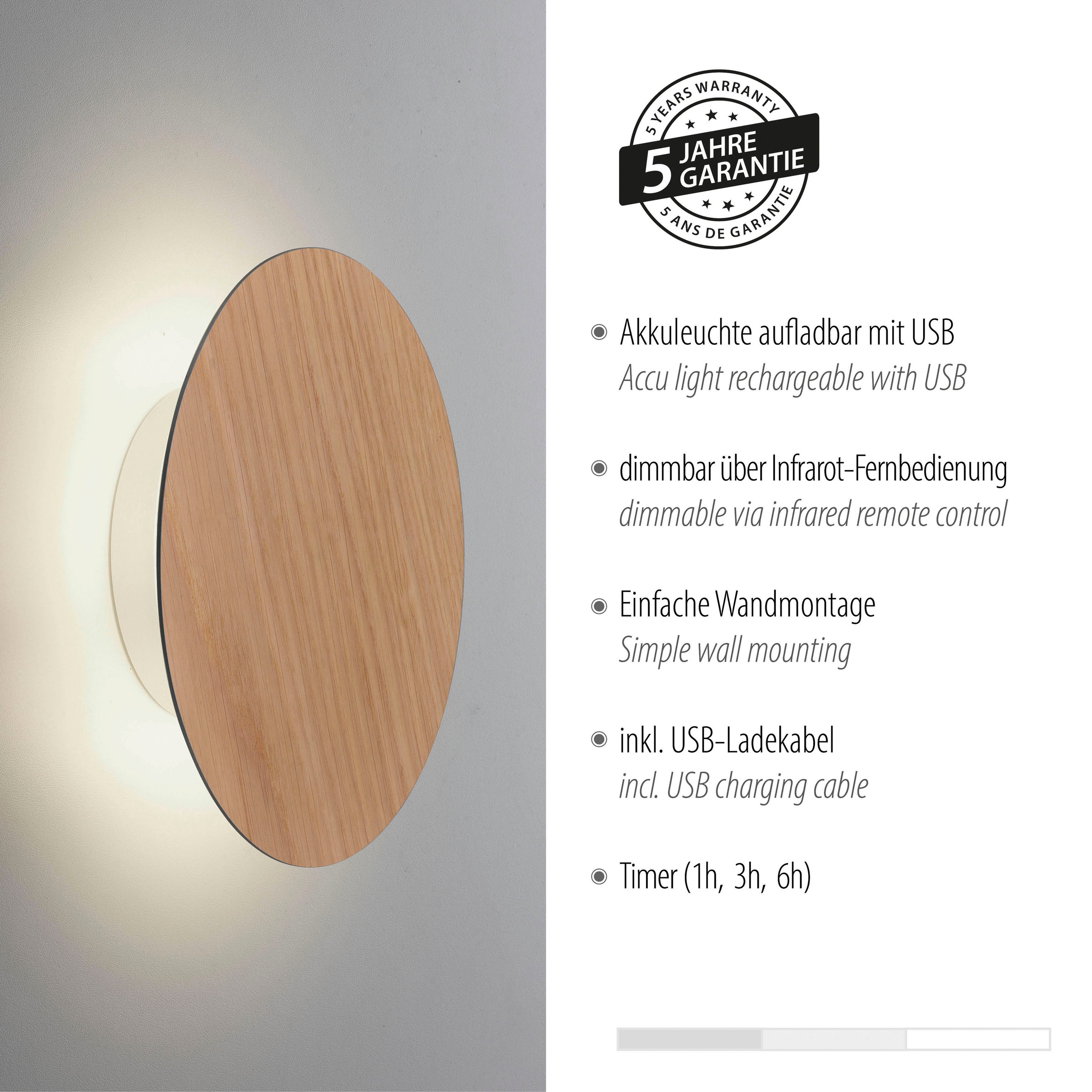 Paul Neuhaus Wandleuchte »AKKU PUNTU«, 1 flammig, Leuchtmittel LED-Board | LED fest integriert