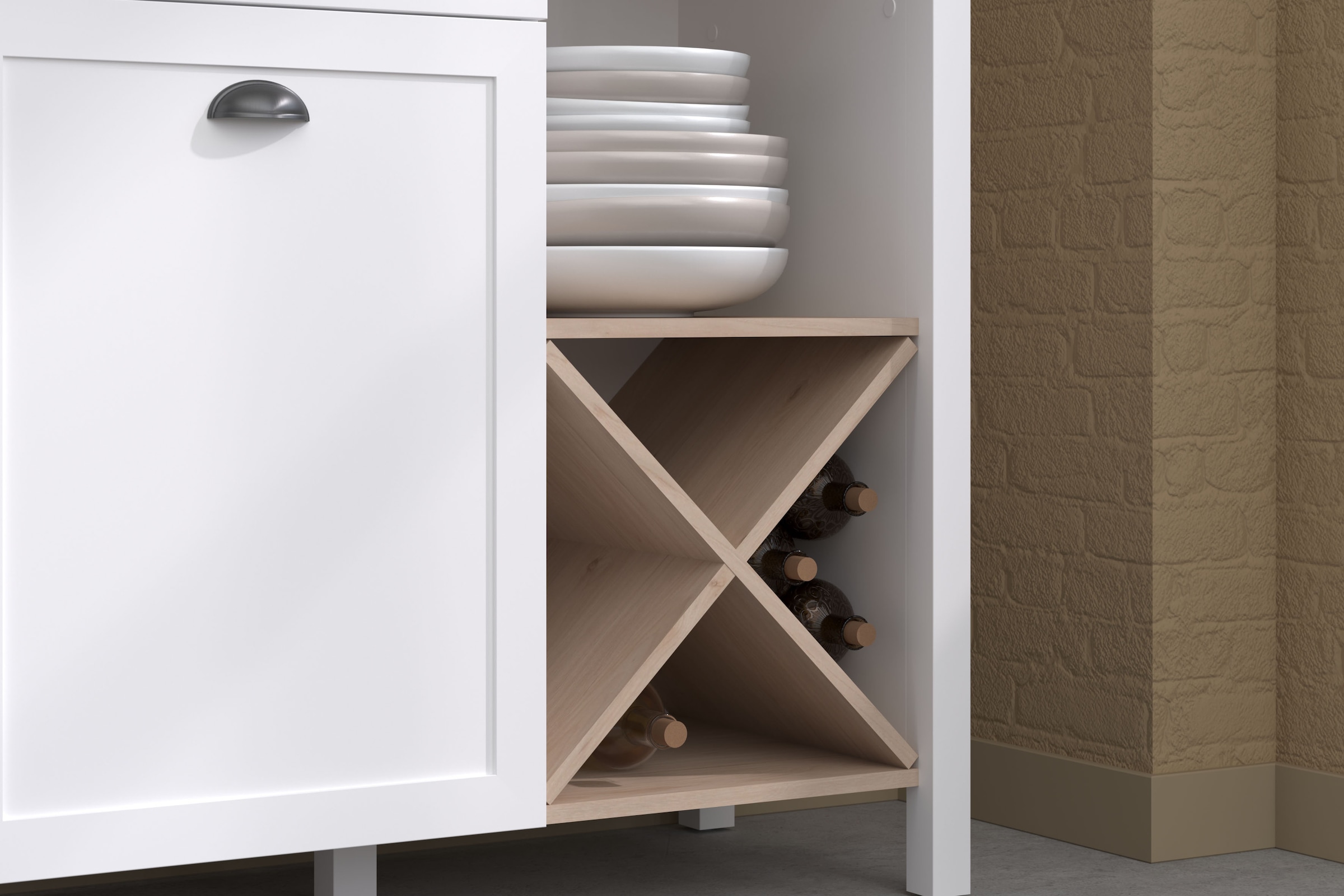 Parisot Buffet »Cottage 11«, (1 St.), Viel Stauraum, Flaschenregal, Metallgriffe, MDF, melaminbeschichtet