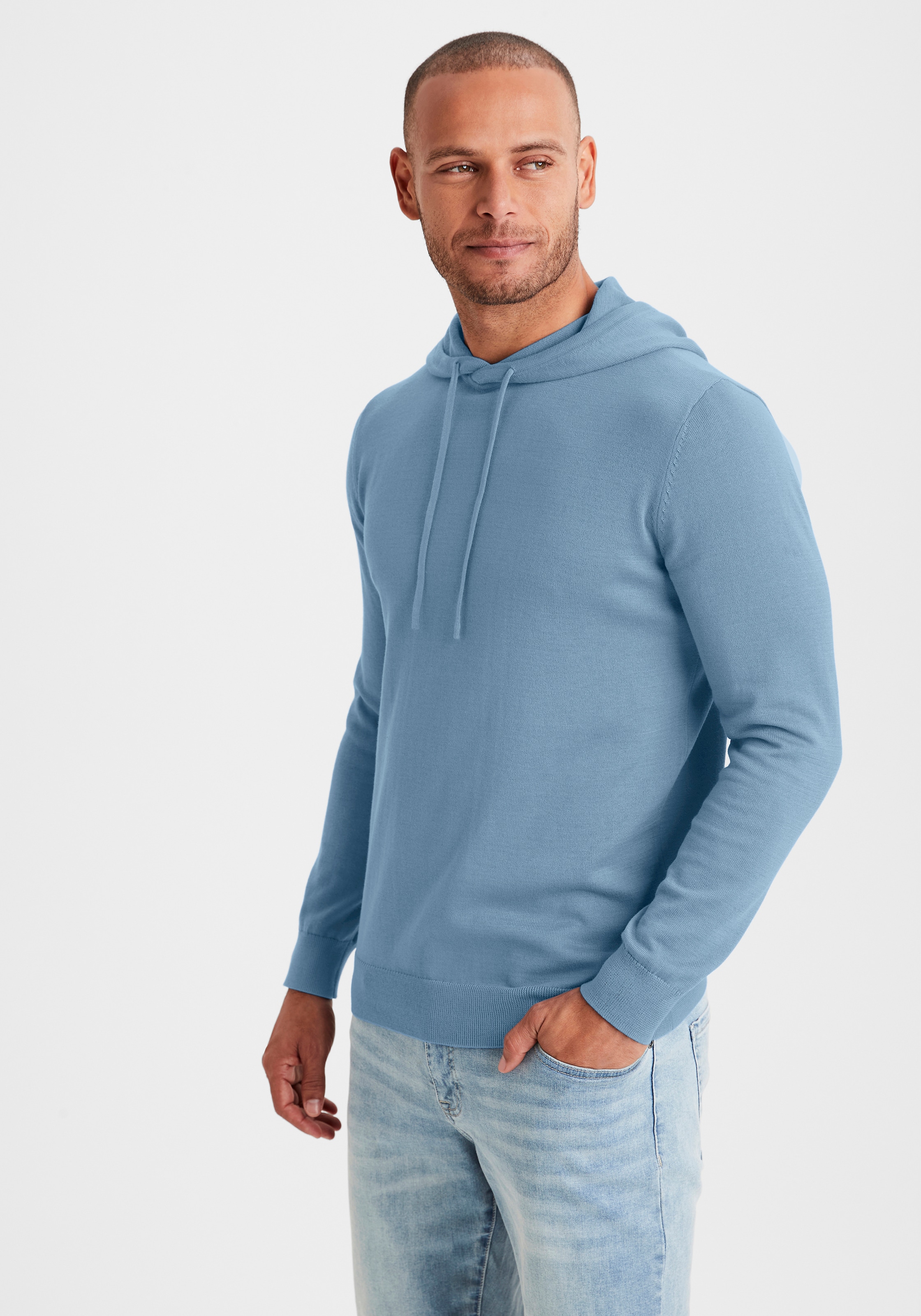 H.I.S Hoodie », Strickpullover mit Kapuze« Feinstrick aus pflegeleichter Baumwollmischung