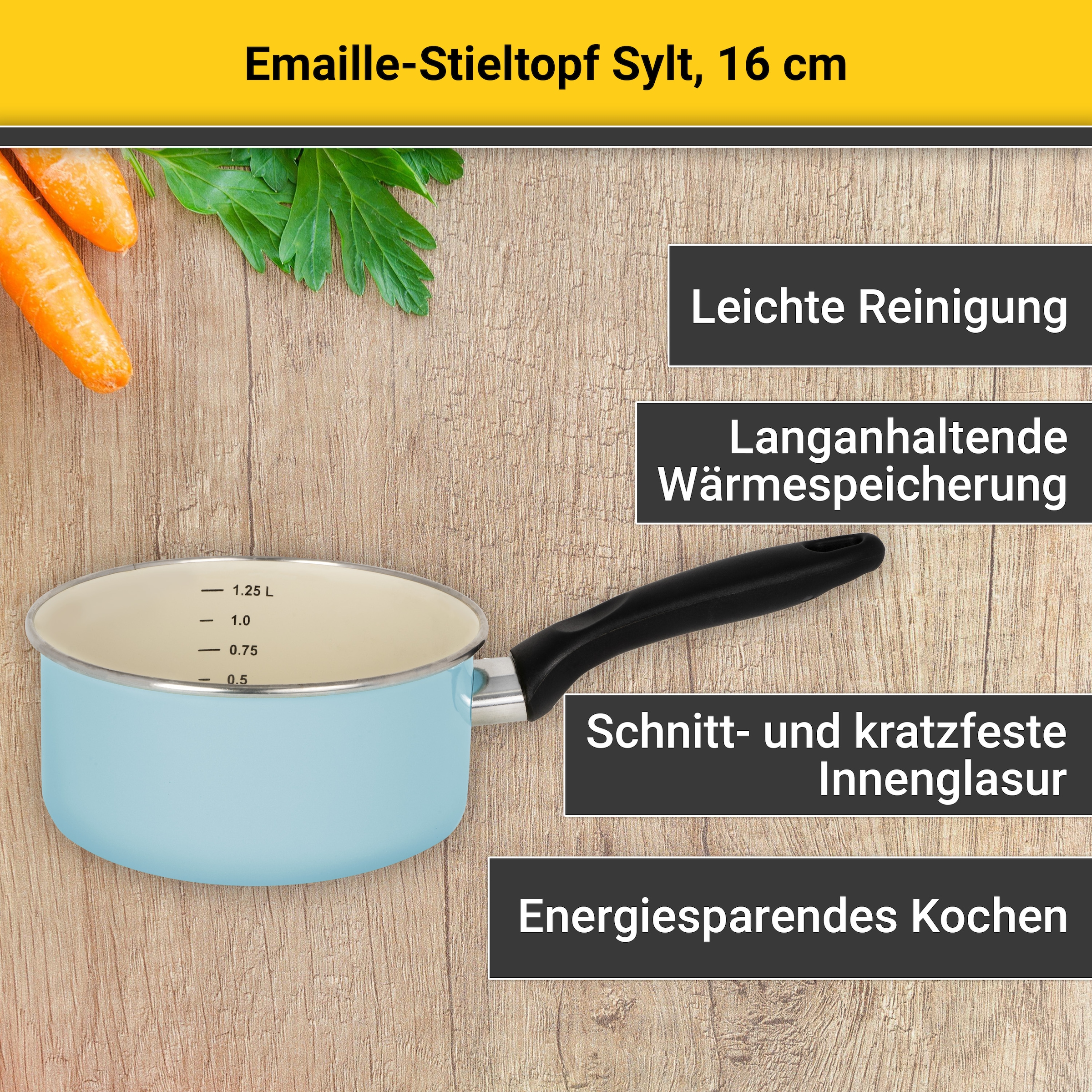 Krüger Kasserolle »Sylt«, Emaille, (1 tlg.), Ø 16 cm, Induktion