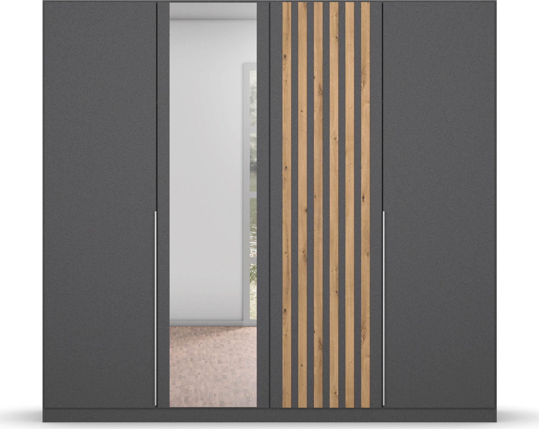 rauch Drehtürenschrank »Kleiderschrank Schrank Garderobe Garderobenschrank LAMELLA«, elegante Lamellen-Auflage in 3D Akustikpaneel Optik MADE IN GERMANY
