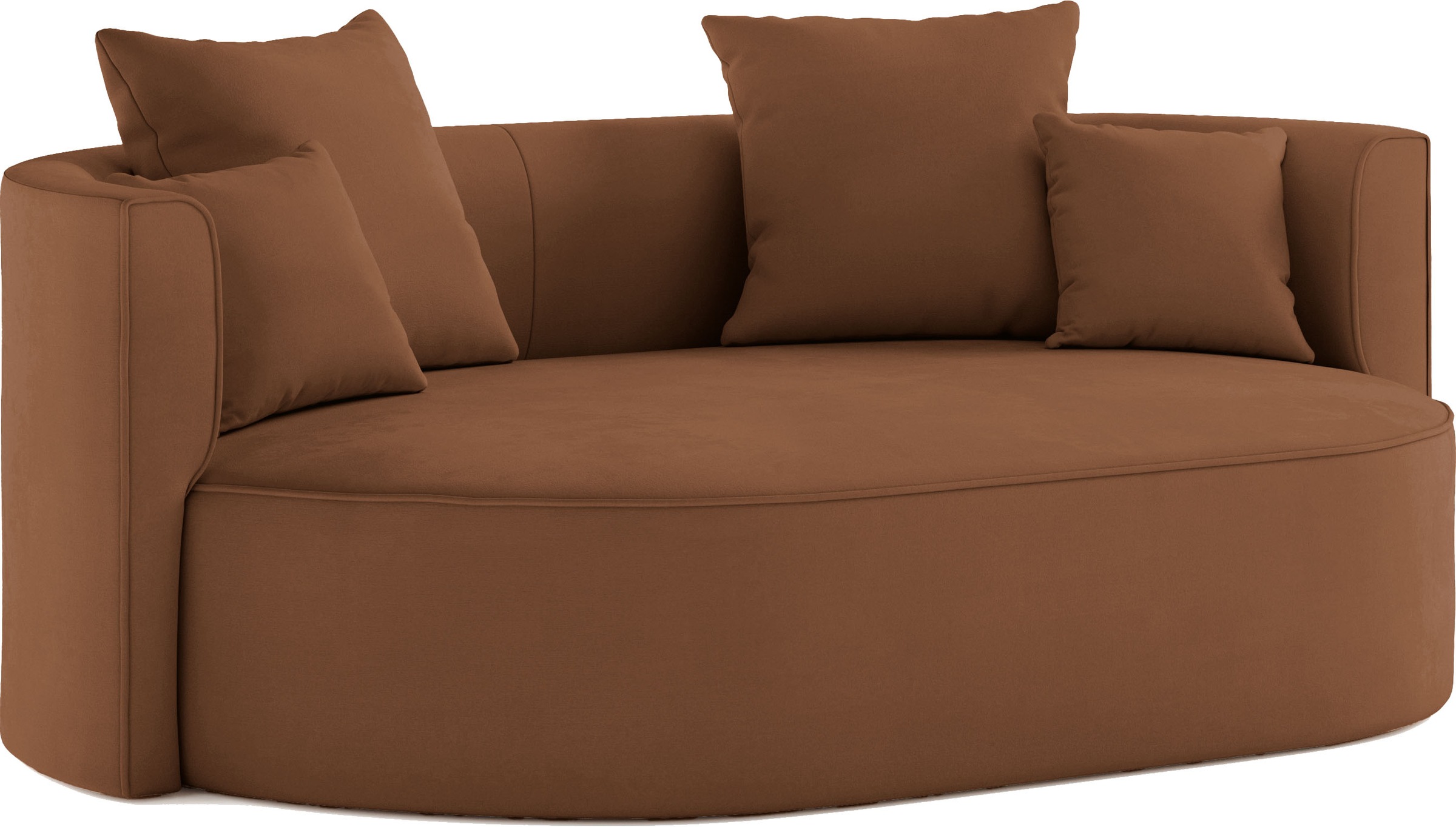 LeGer Home by Lena Gercke 2,5-Sitzer »ISALIE, rundes Loungesofa, mit Kissen, perfekt gepolstert«, moderne Stoffe, mit 4 Zierkissen, extra große Sitzfläche