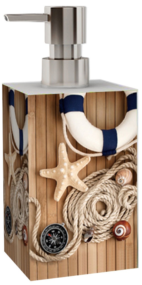 Sanilo Badaccessoire-Set »Maritime«, (Komplett-Set, 6 tlg.), bestehend aus WC-Sitz, Badteppich, Stöpsel, Seifenspender, WC-Bürste