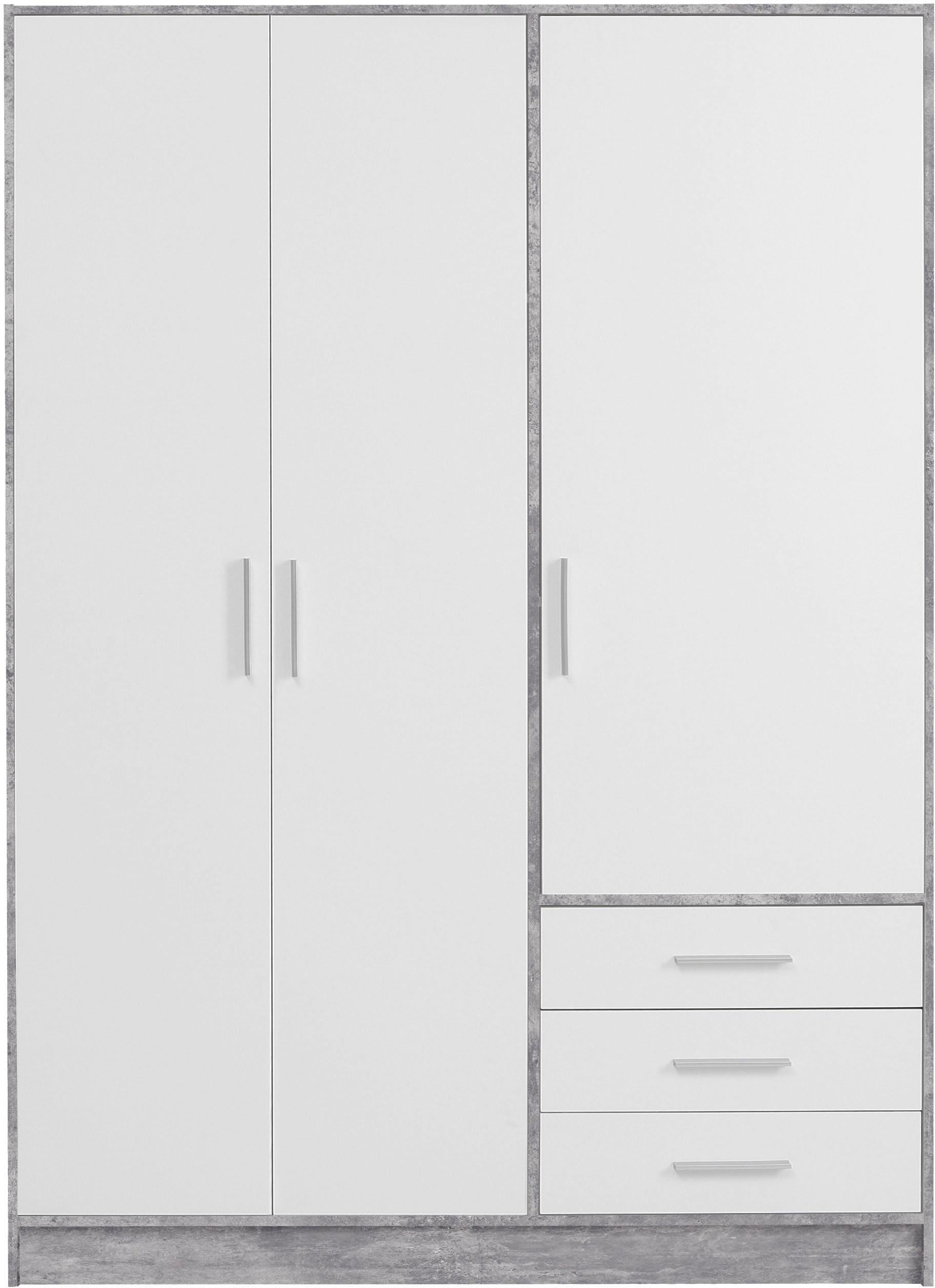 FORTE Kleiderschrank »Jupiter, Made in Europe, mit Schubladen«, (Maße (T/H): 60/200 cm), Stauraum, 2 Breiten, 4 Farben, Schubladen, variable Einlegeböden