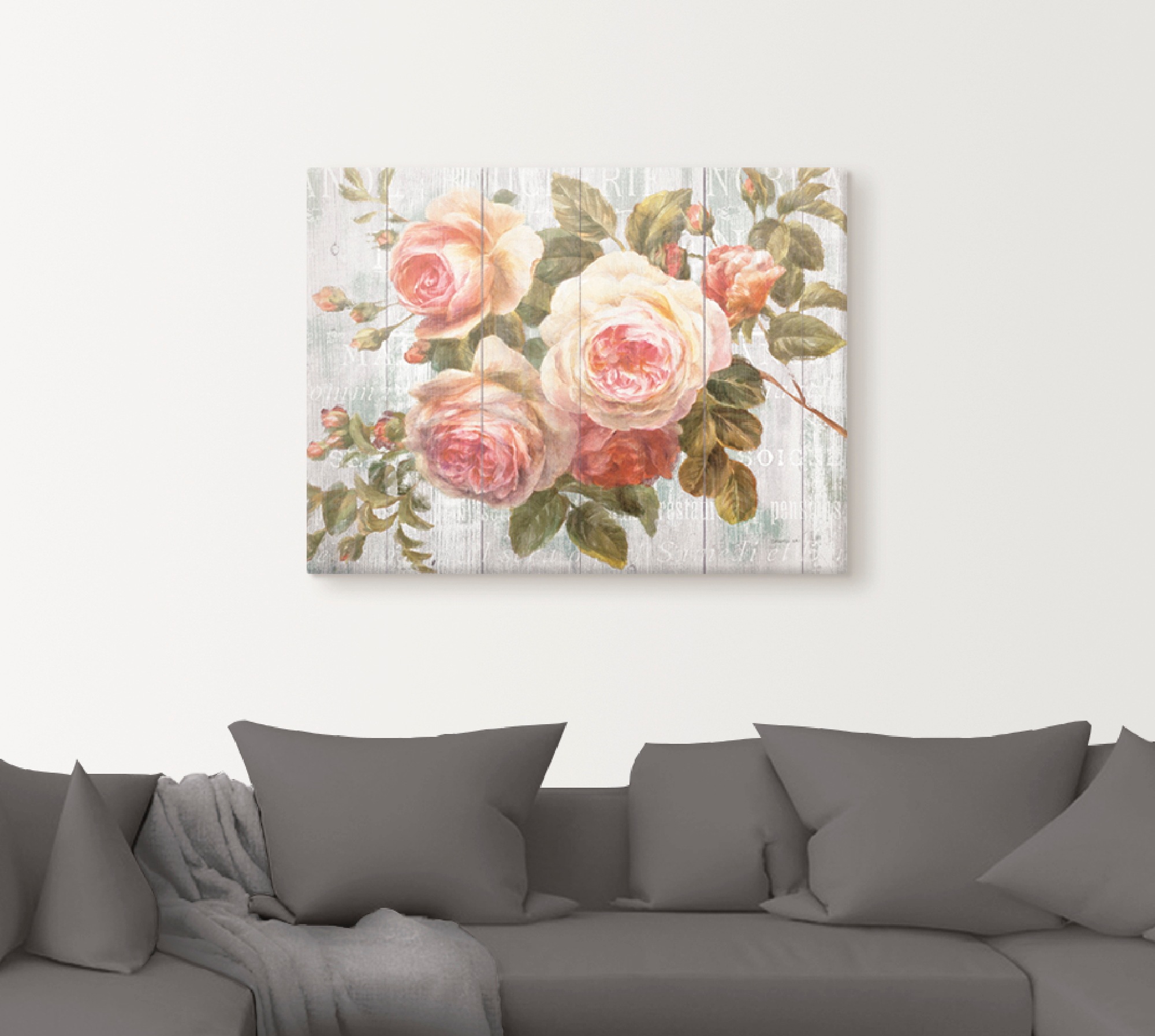 Artland Wandbild »Vintage Rosen auf Holz«, Blumen, (1 St.), als Leinwandbil günstig online kaufen
