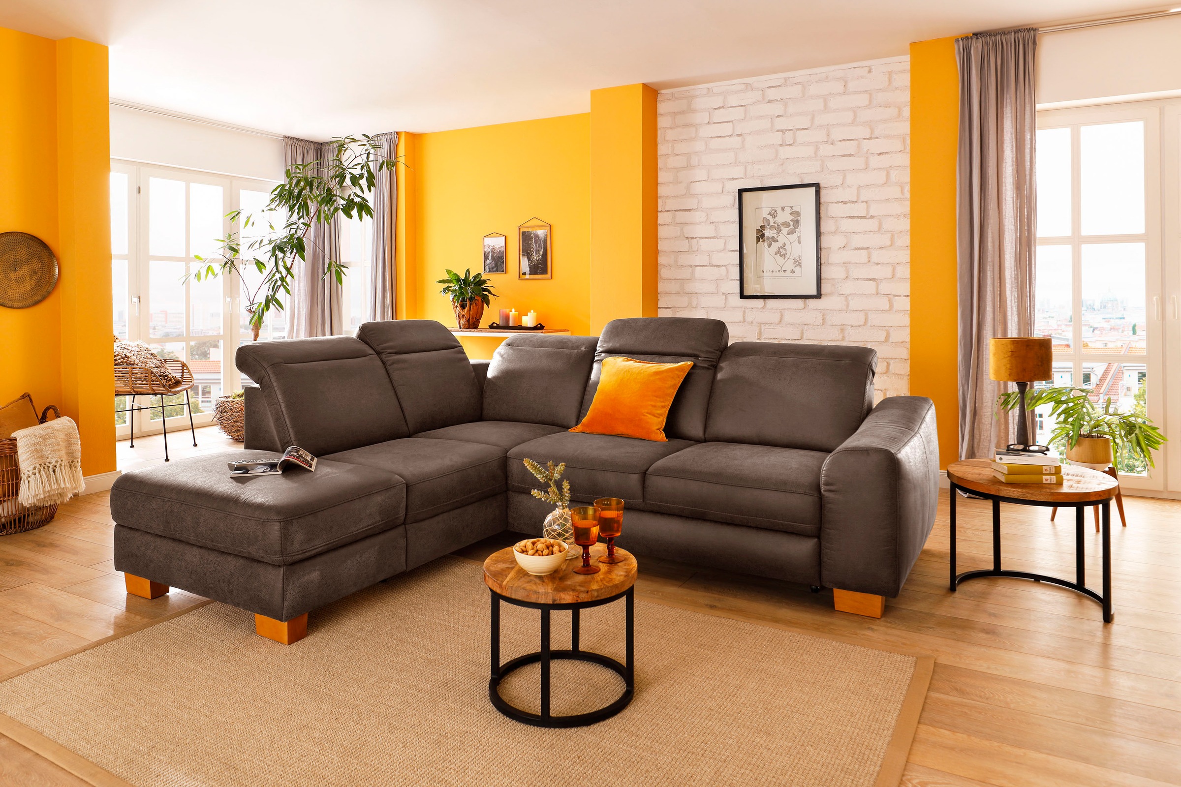 Home affaire Ecksofa »Dundee L-Form«, wahlweise mit Kopfteilverstellung und günstig online kaufen
