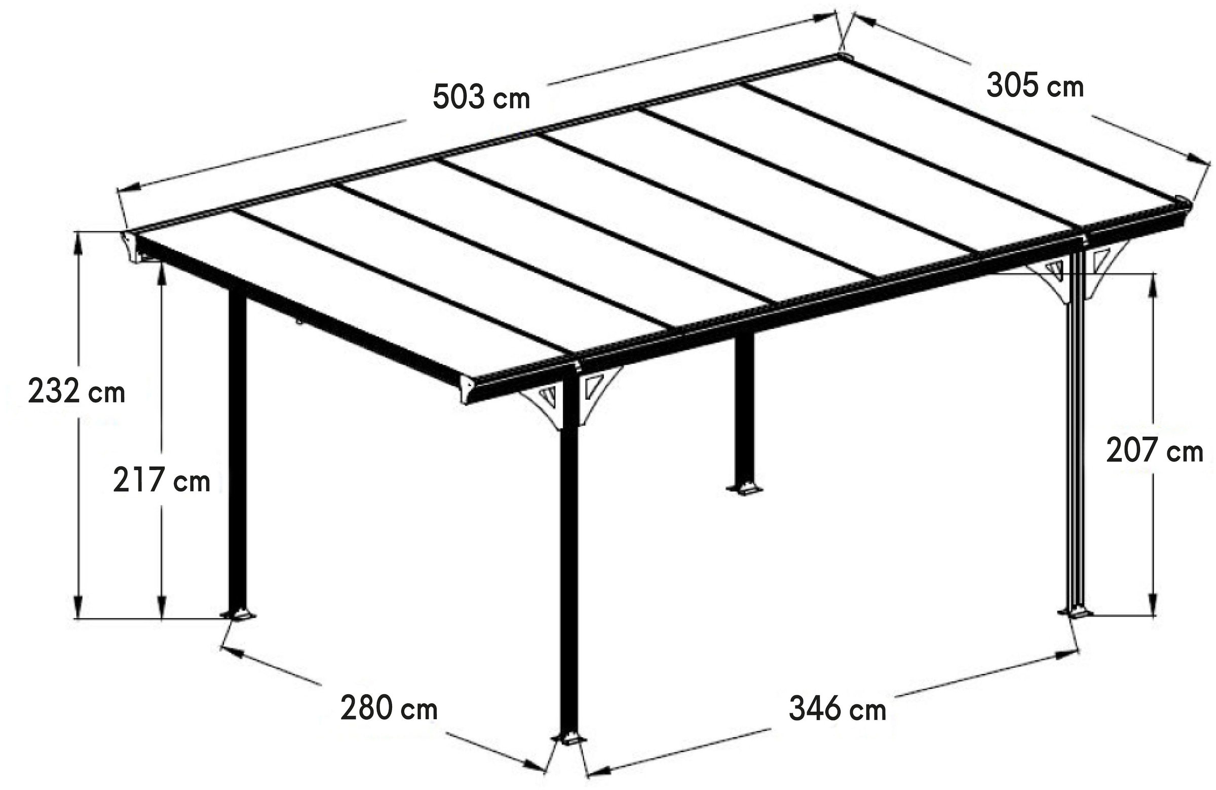 WESTMANN Einzelcarport »Flachdach«, Aluminium, 280 cm, Weiß, aus Aluminium, inkl. Regenrinne und Schrauben-Kit