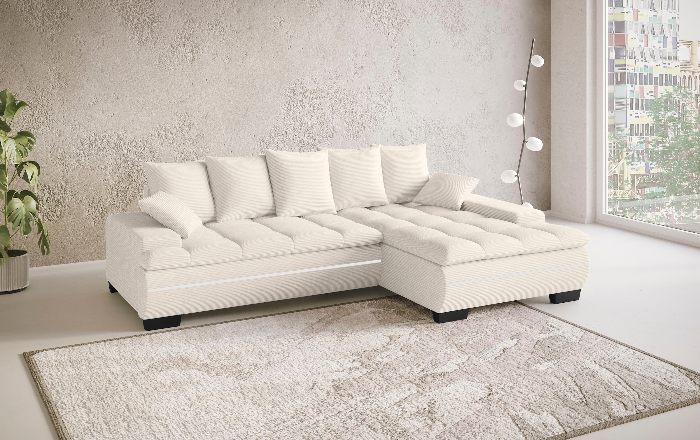 Mr. Couch Ecksofa »Haiti II, L-Form«, RGB-LED Beleuchtung, Kaltschaum, wahlweise mit Bett, Bettkasten