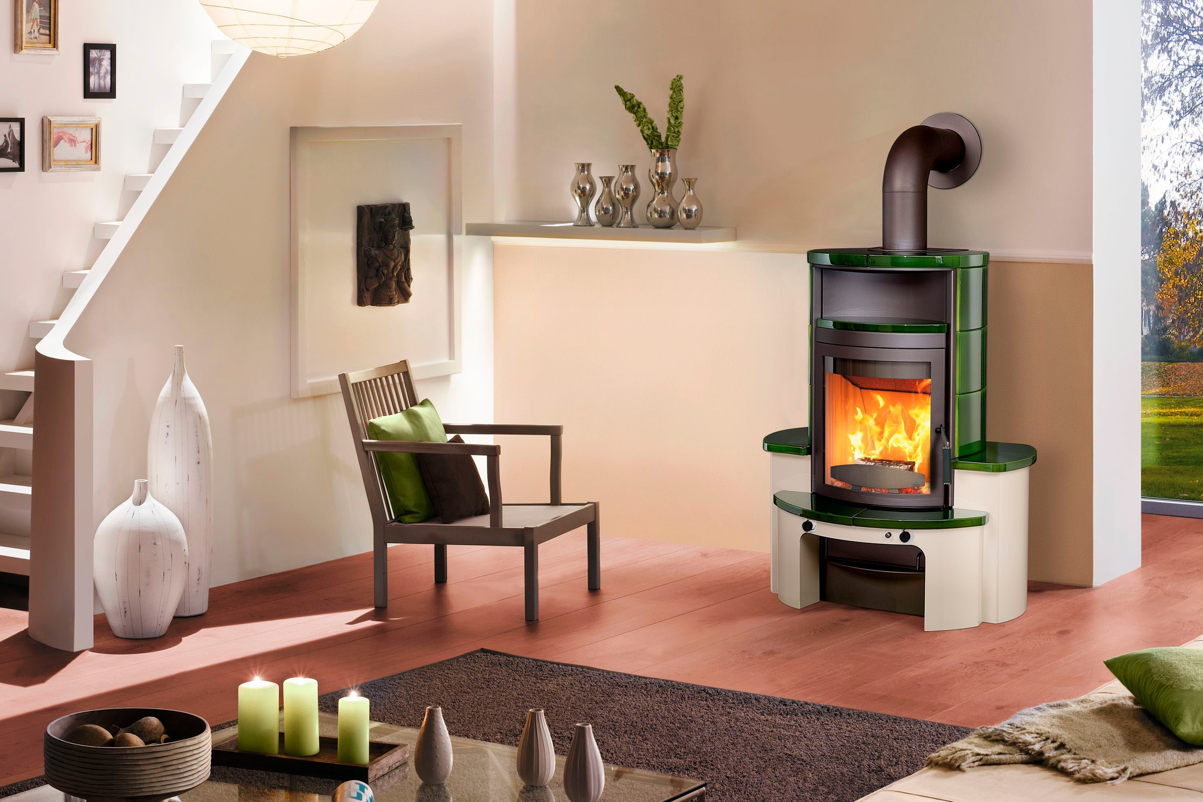 HARK Kaminofen »Avenso GT ECOplus 6 KW«, grün-glänzend, mit EcoPlus Filter