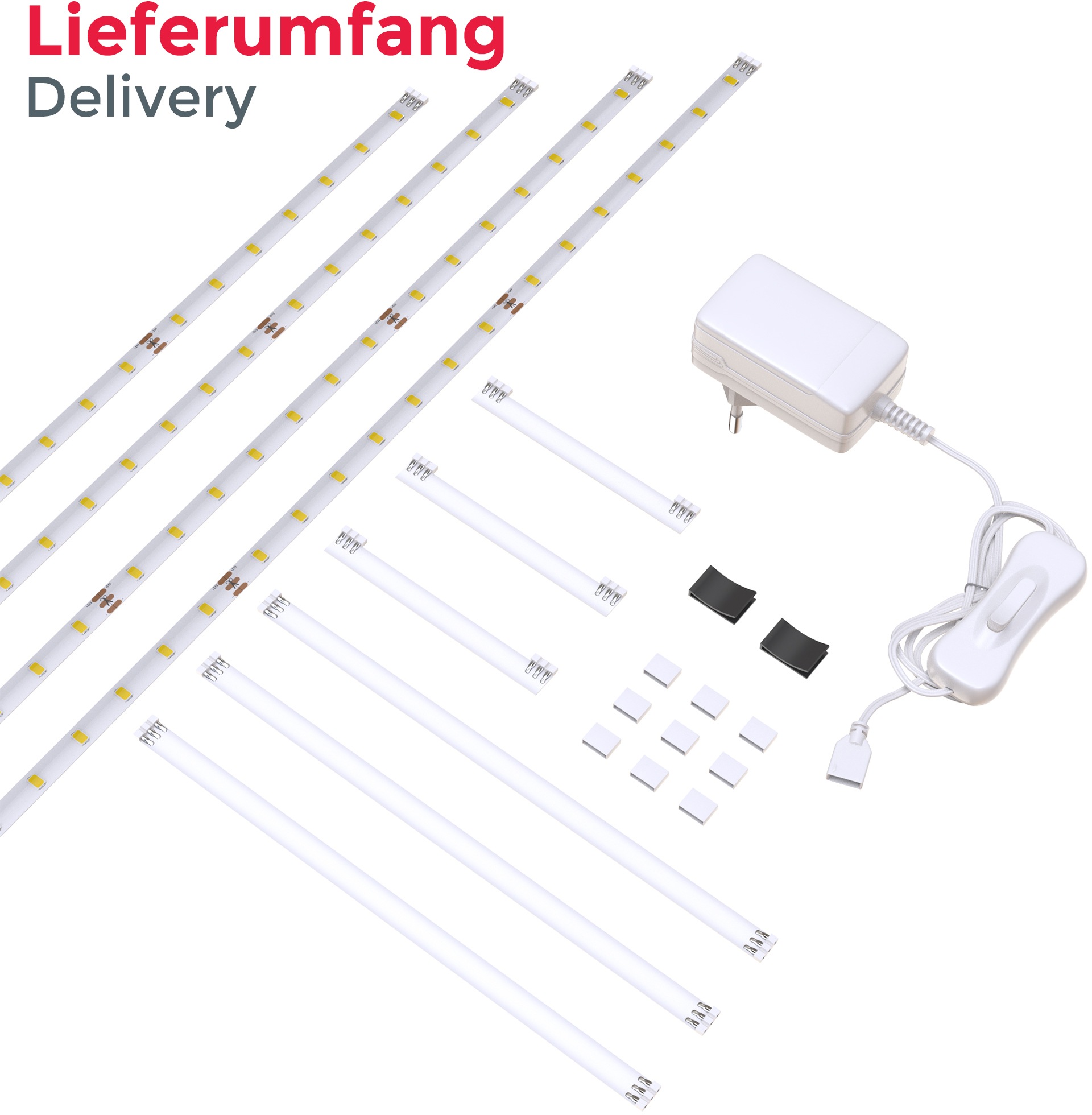 Beliebtes TOP B.K.Licht LED-Streifen 4 im %Sale inkl. LED 2m Streifen Unterbauleuchte Verbinder »Lacerta«, Band Set jetzt