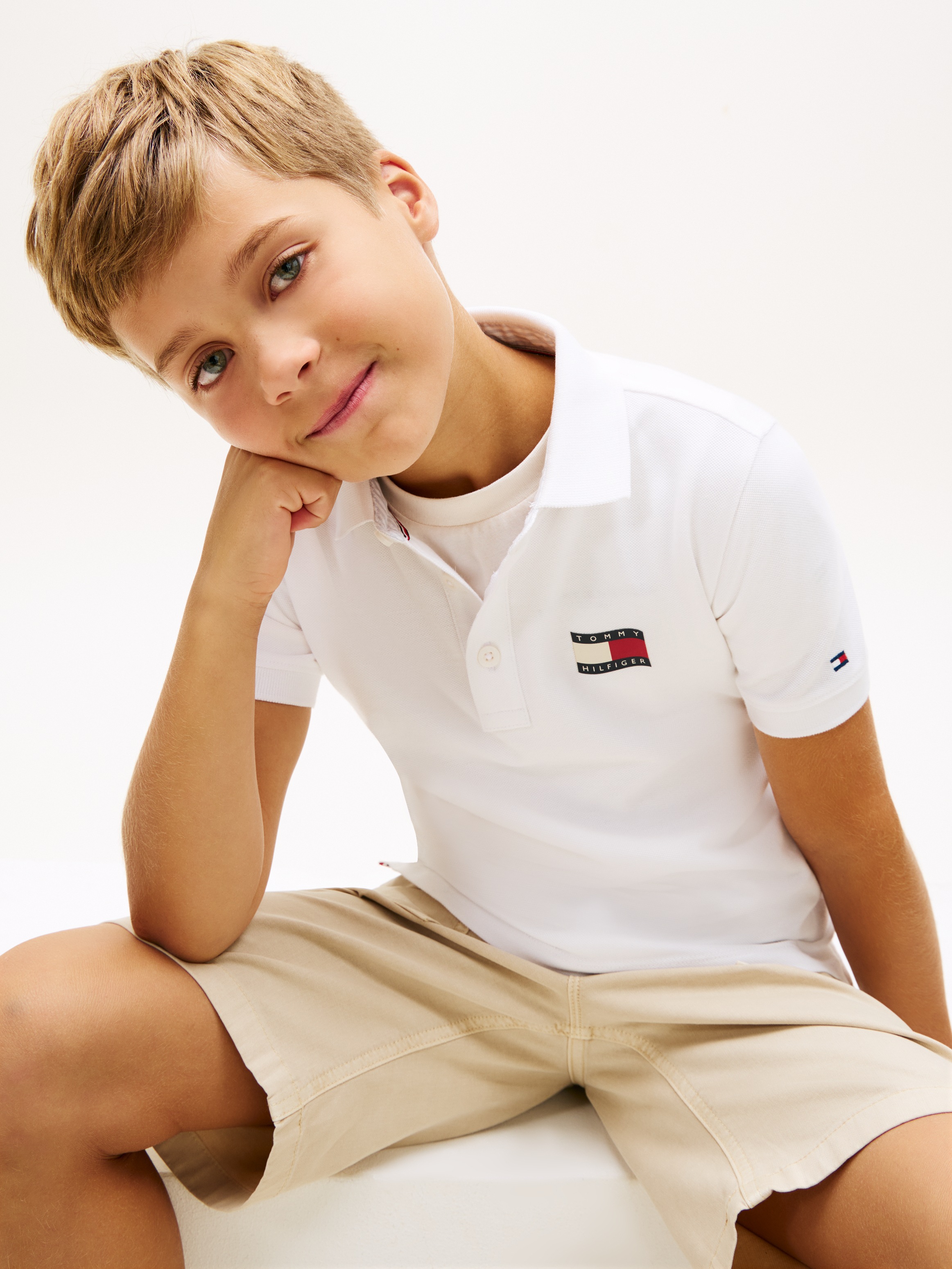 Tommy Hilfiger Poloshirt »WAVY FLAG POLO ITHICA PLACKET SHORT SLEEVE« Kinder bis 16 Jahre, Baumwoll-Piqué, regular fit