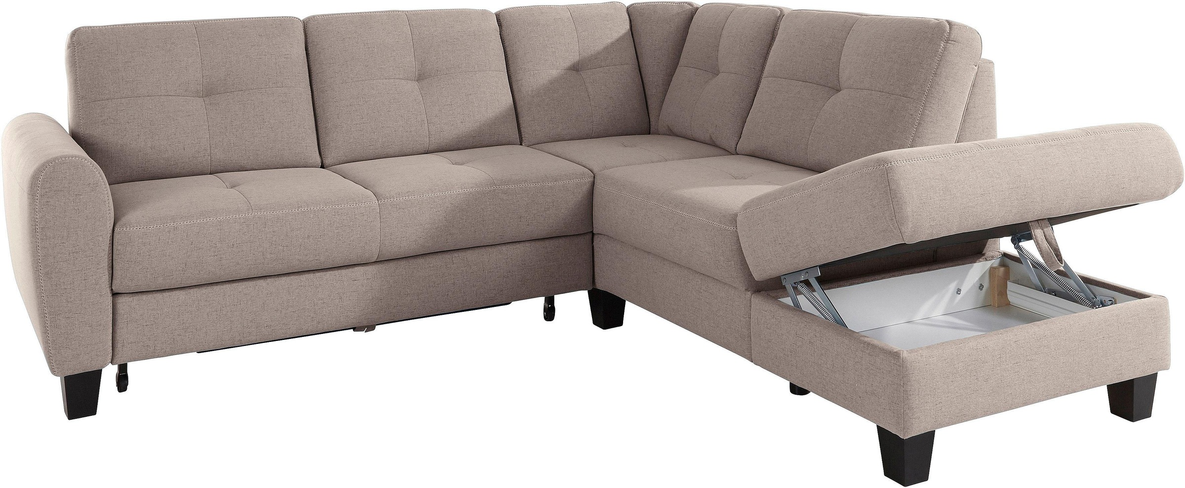 sit&more Ecksofa »Varese L-Form«, mit Federkern, wahlweise mit Bettfunktion und Stauraum