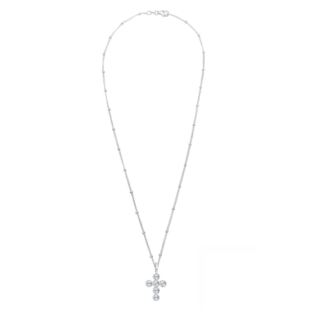 Elli Collierkettchen »Kreuz Kugelkette Kristalle 925 Silber«