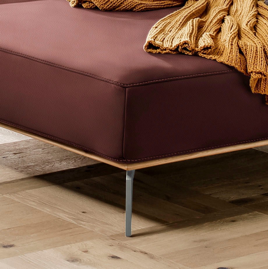 W.SCHILLIG Ecksofa »run, Designsofa mit tollem Sitzkomfort, bequem, L-Form«, mit elegantem Holzsockel, Füße in Silber matt, Breite 299 cm