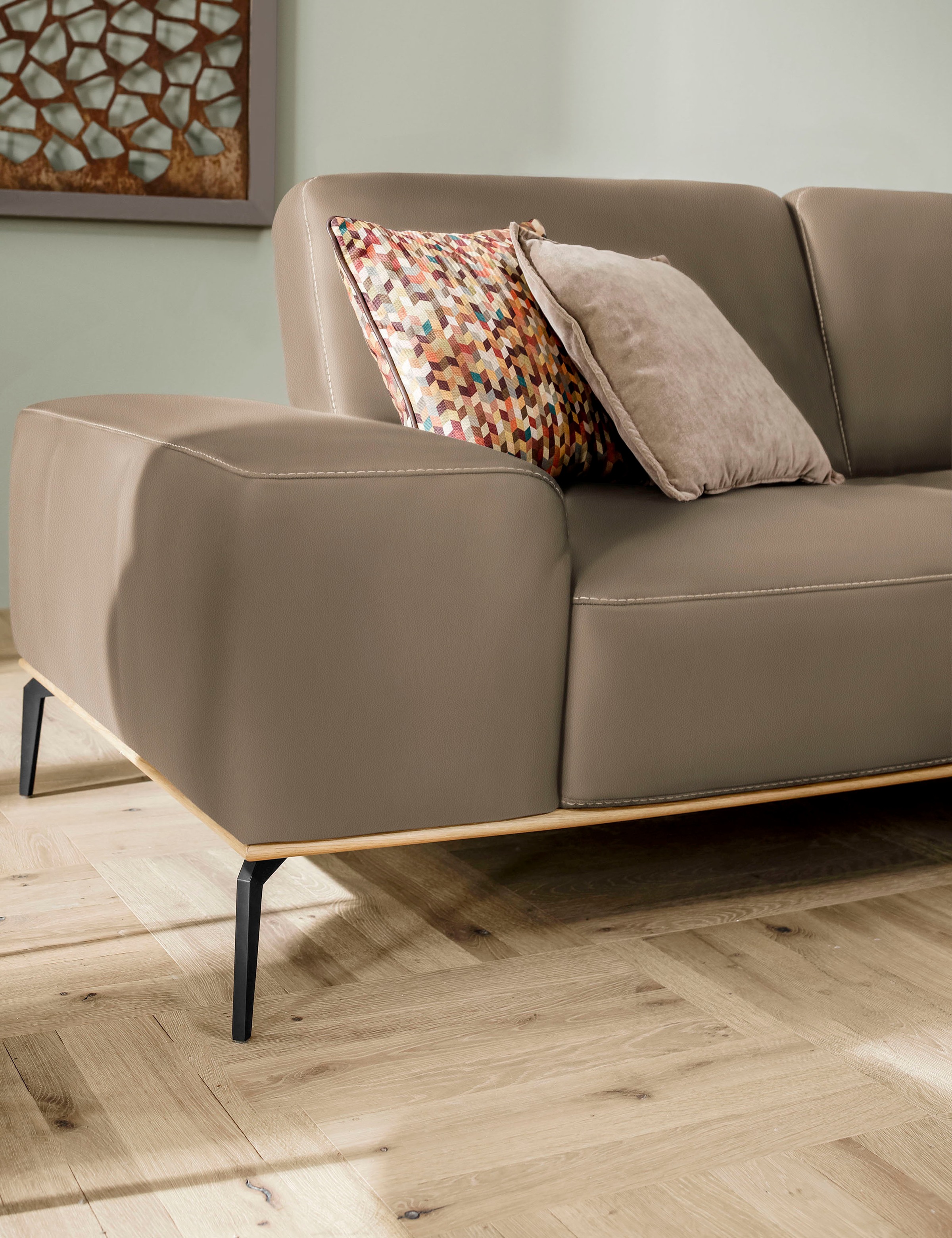 W.SCHILLIG Ecksofa »run, Designsofa mit tollem Sitzkomfort, bequem, L-Form«, mit Holzsockel, Füße in Schwarz pulverbeschichtet, Breite 319 cm