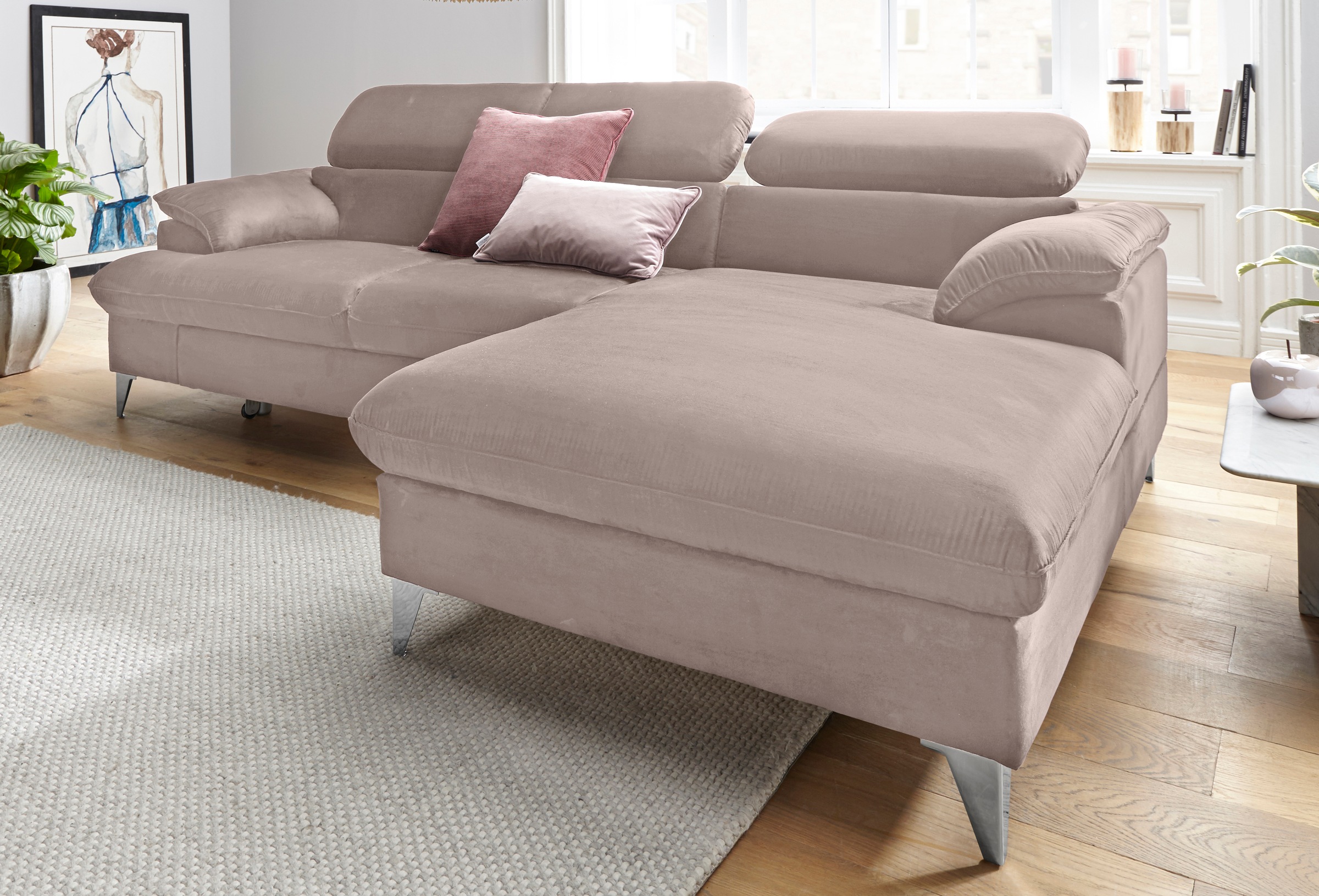 COTTA Ecksofa »Caluso L-Form«, mit Kopfteilverstellung, wahlweise mit Bettfunktion & Bettkasten