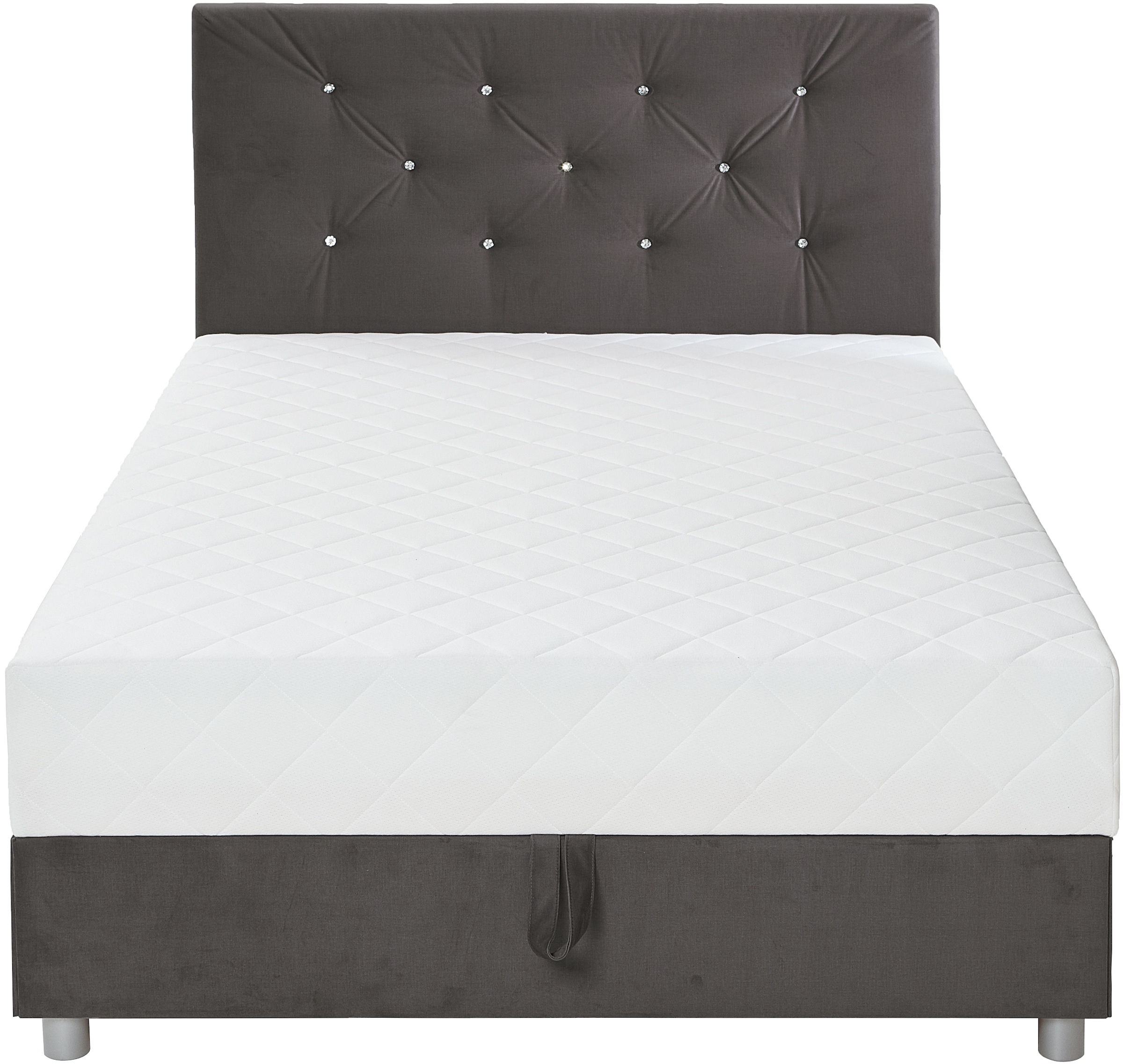 ATLANTIC home collection Boxbett »CELIA im hochwertiger Samtoptik« mit Taschen-Federkernmatratze, Bettkasten und Strass-Steinen
