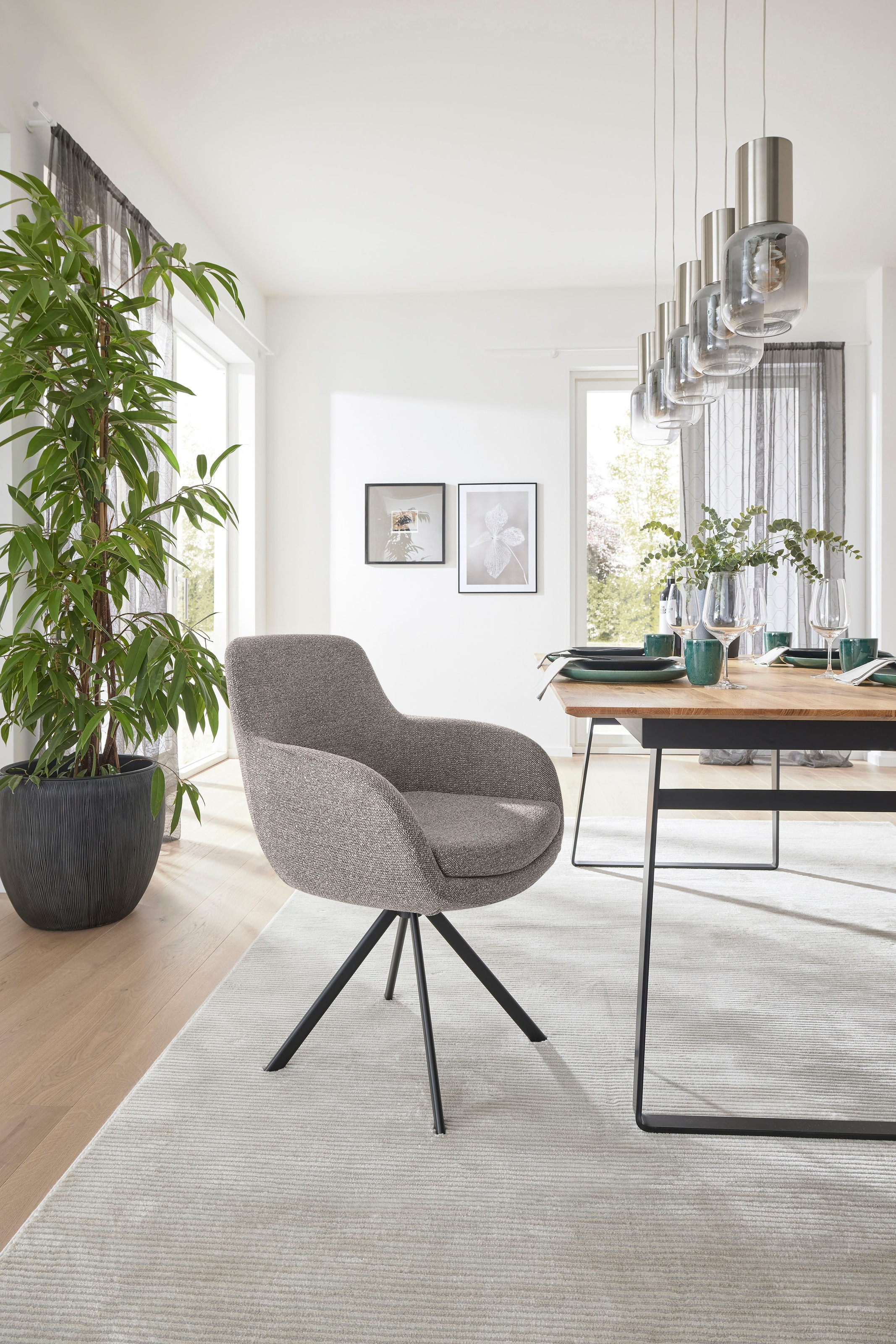 Musterring Esszimmerstuhl »Tavia«, (Set), 2 St., Chenille, Stativgestell Ei günstig online kaufen