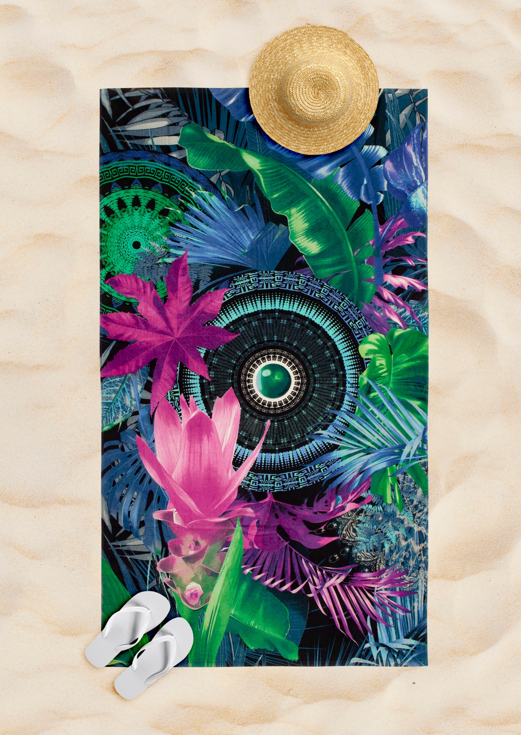 hip Strandtuch »Zehra«, (1 St., Strandtuch 50 x 100 cm), Baumwolle, Velours günstig online kaufen