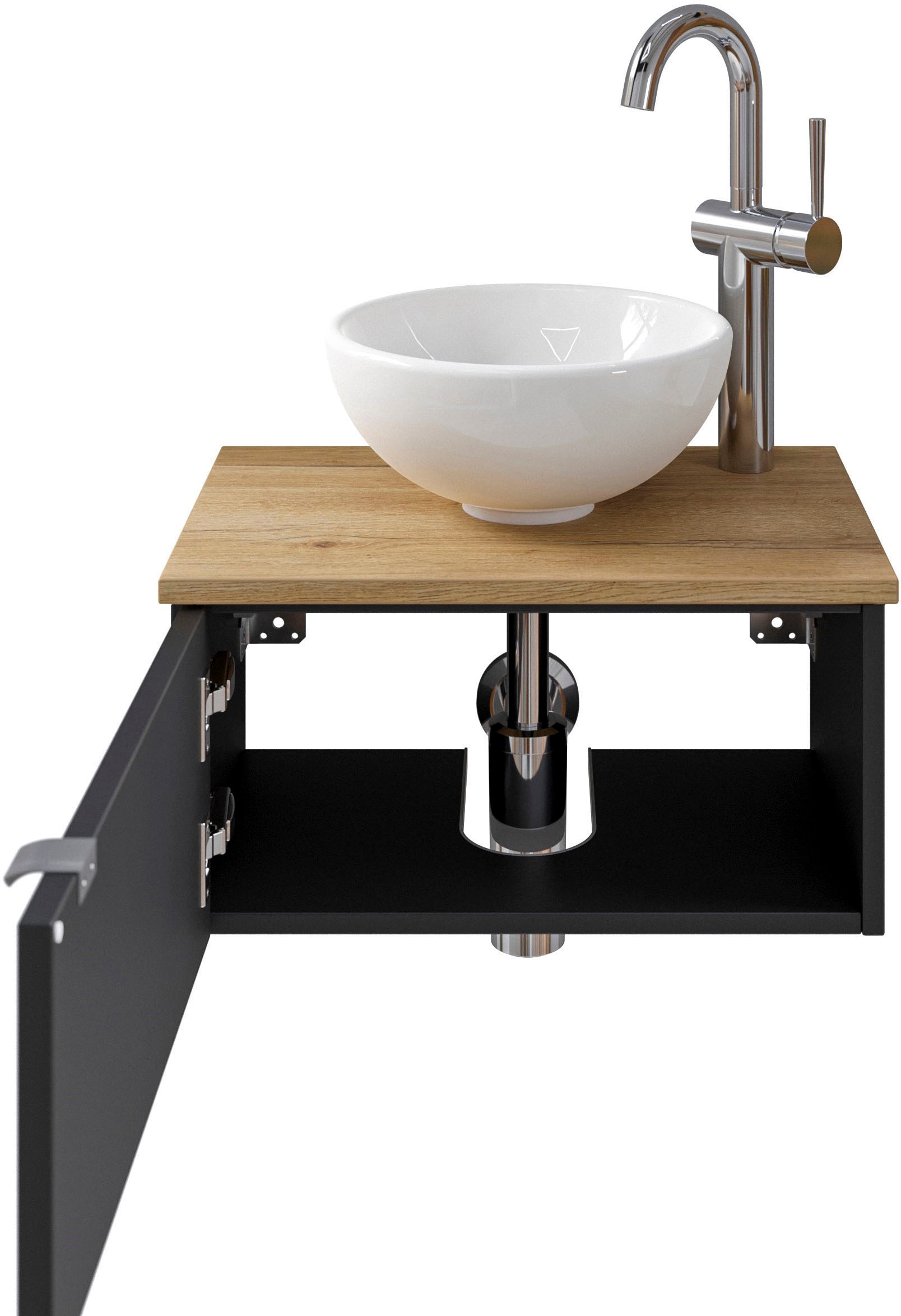 Saphir Waschtisch »Serie 6915 Waschschale mit Unterschrank für Gästebad, Gäste WC«, 51 cm breit, 1 Tür, Waschtischplatte, kleine Bäder, ohne Armatur