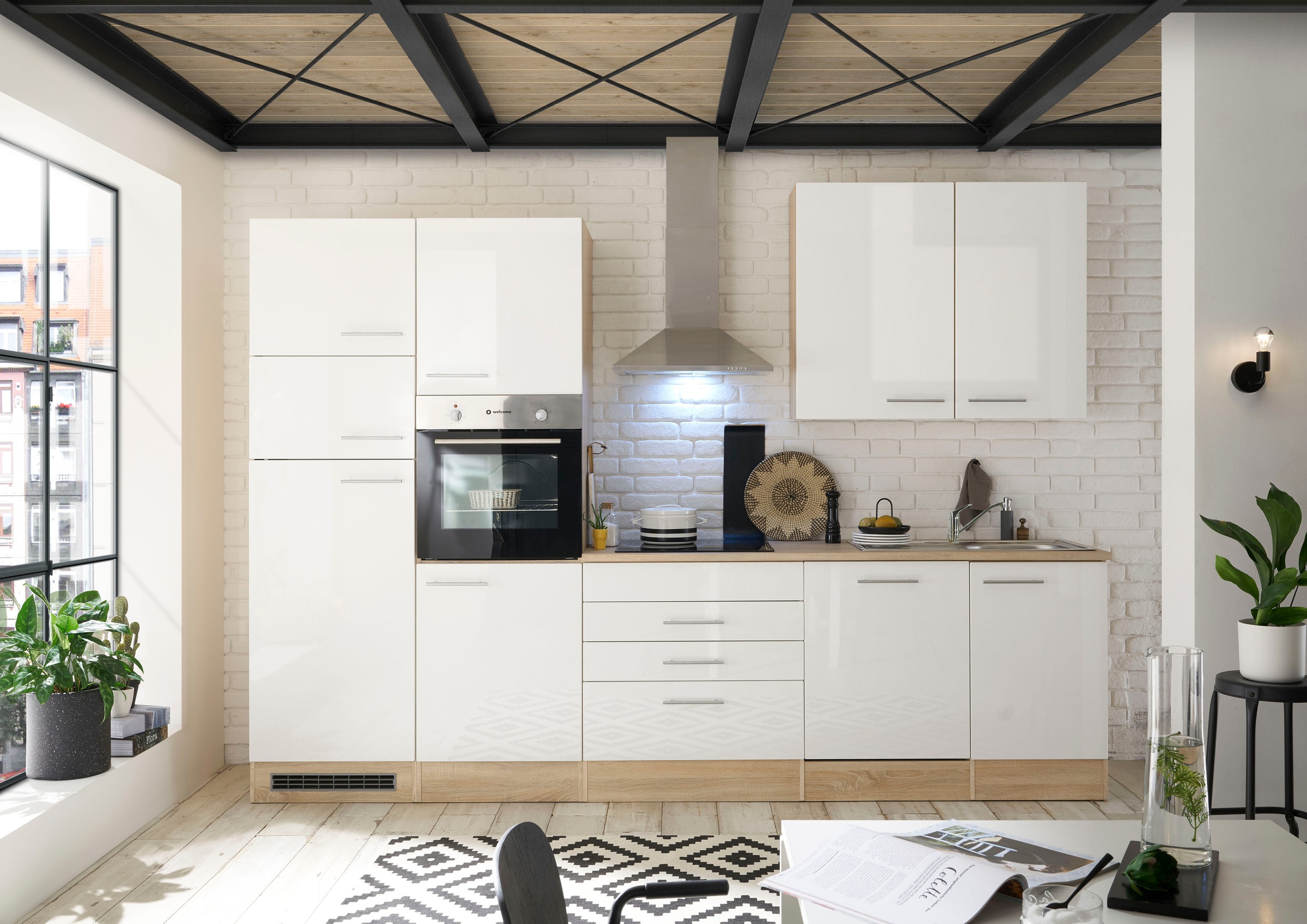 BASIC by Balculina Küche »Laurel«, Breite 310 cm, mit E-Geräten