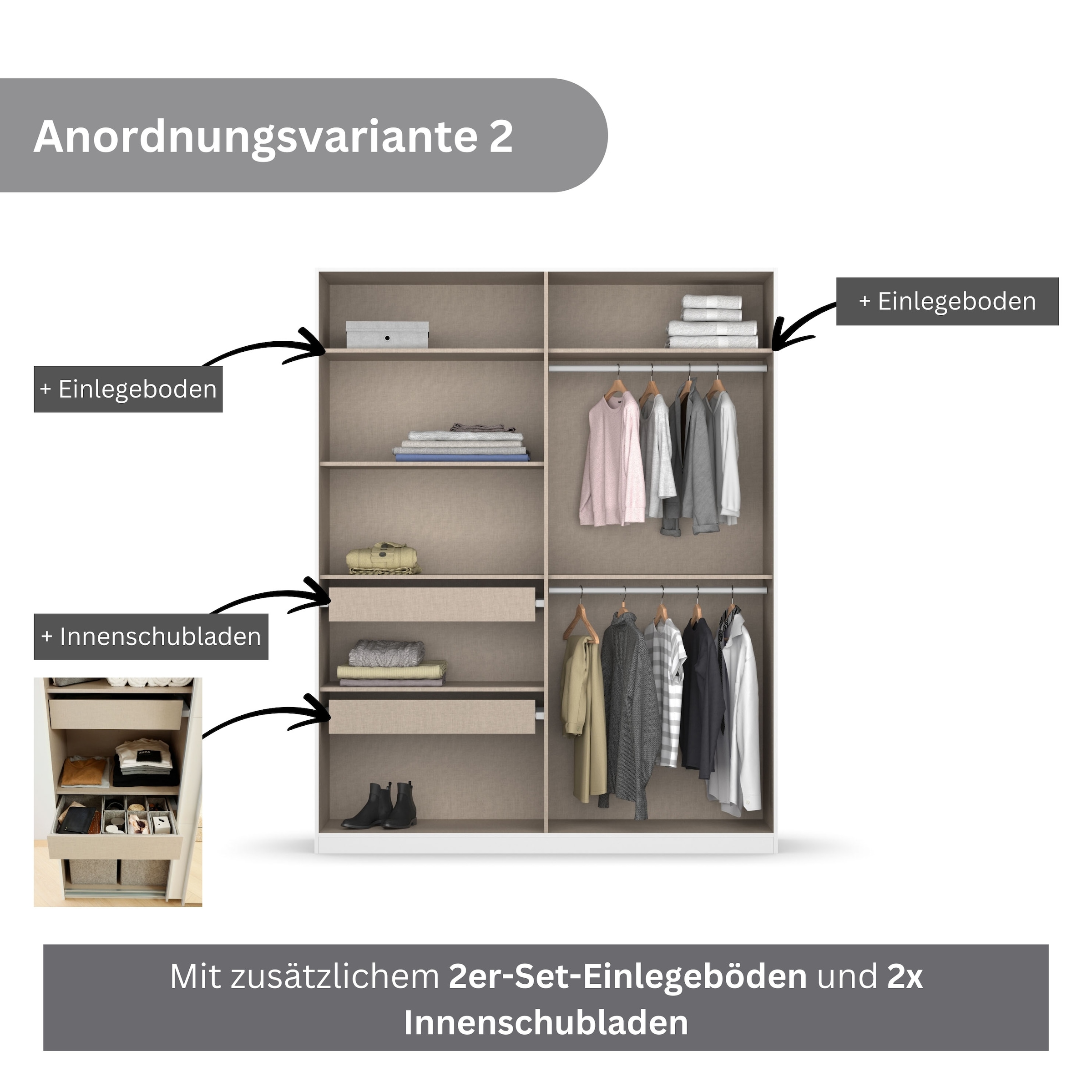 rauch Drehtürenschrank »Kleiderschrank Schrank Garderobe KOLUNA mit Glastüren und Spiegel«, inkl. 2 Innenschubladen sowie extra Einlegeböden MADE IN GERMANY