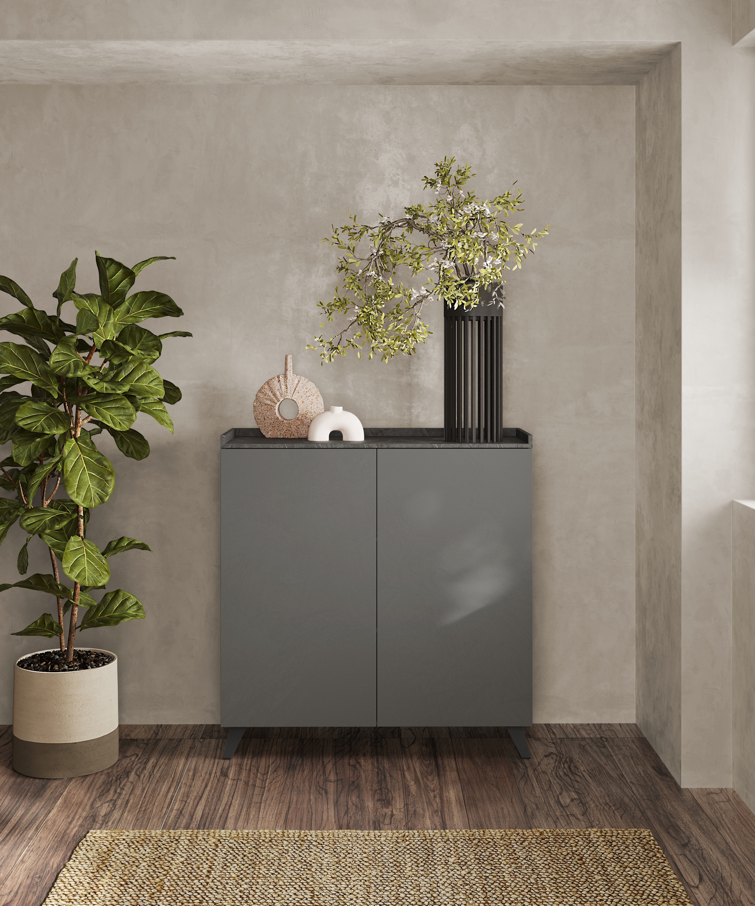 INOSIGN Highboard »Tray, Breite 121, Höhe 126 cm mit 2 Türen«, Top "Tablet", Push-to-open Funktion