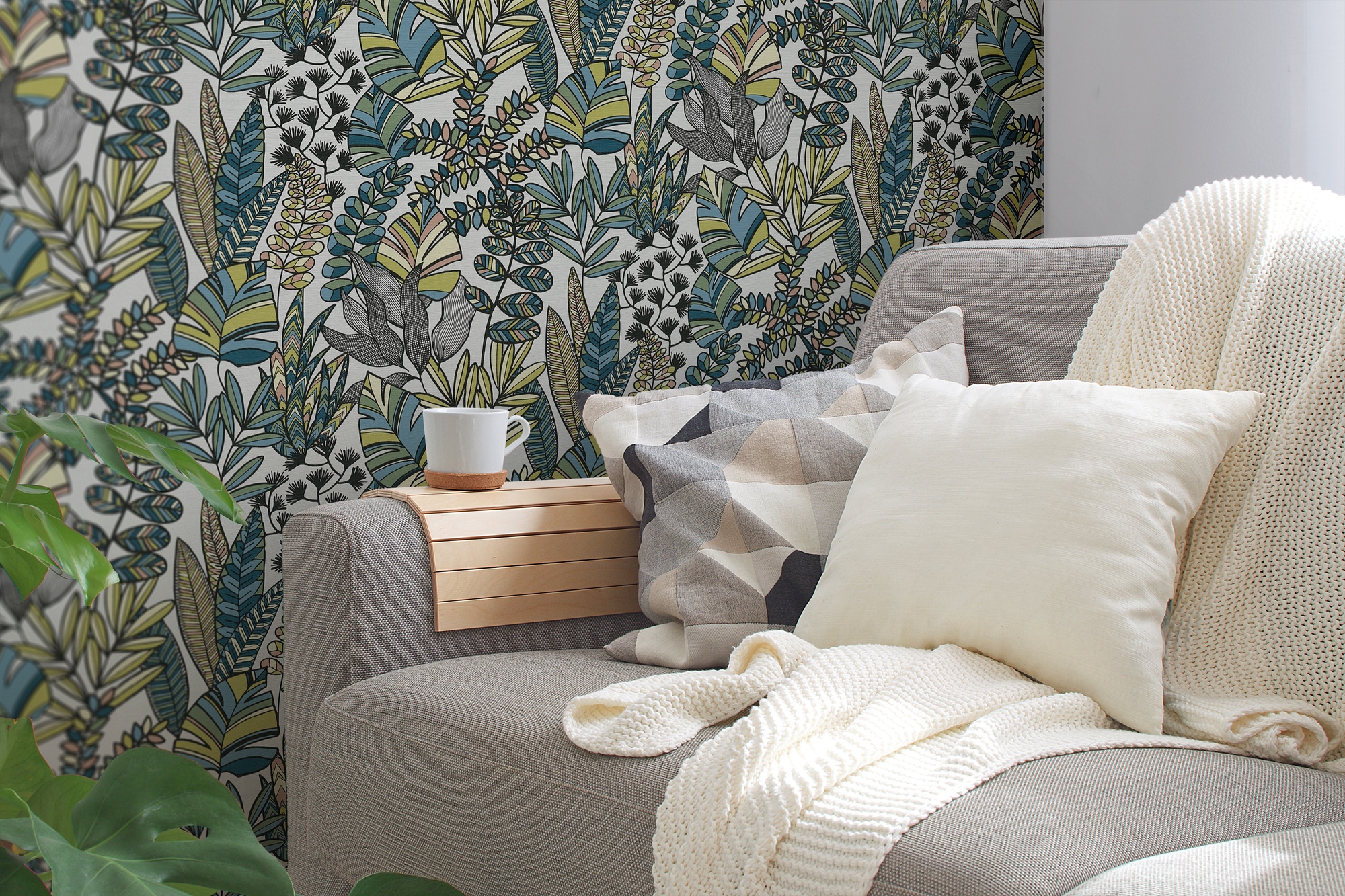 A.S. Création Vliestapete »Antigua Tapete Floral« gemustert | matt | neutral leicht strukturiert Pflanzen Tapete mit Blättern Retro Tapeten Wohnzimmer modern Flur Büro