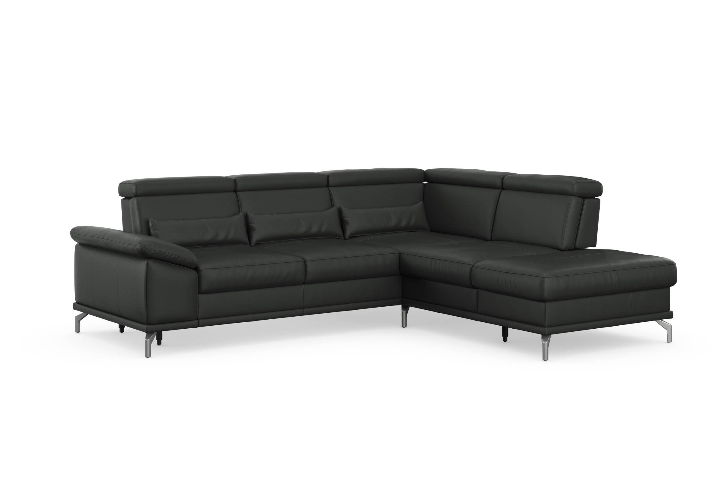 sit&more Ecksofa »Cabrio L-Form, mit Sitztiefenverstellung, Arm- und Kopfteilverstellung«, 3 Nierenkissen, Federkern, optional Bettfunktion und Stauraum