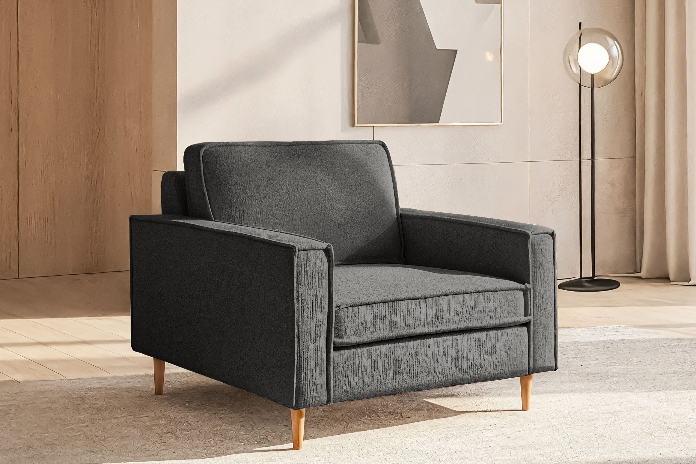 Home affaire Loveseat »Pinto Skandi 105 cm, Chenille, Struktur« mit Keder, günstig online kaufen