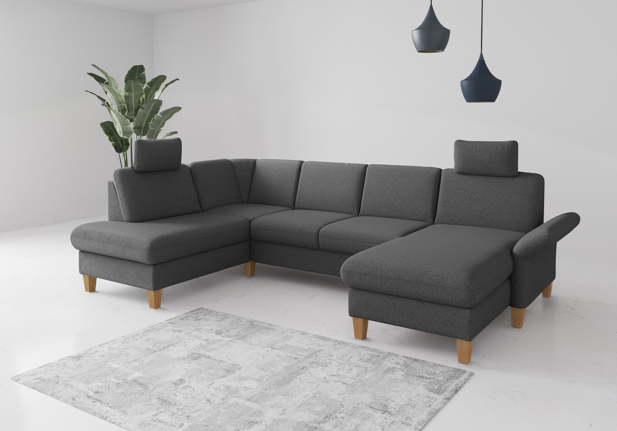 Home affaire Wohnlandschaft "Rochelle, U-Form", optional mit Armteilverstel günstig online kaufen