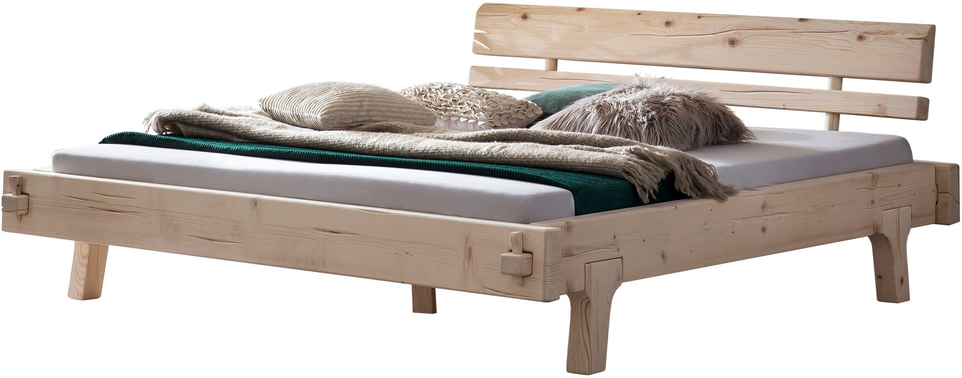 SalesFever Holzbett »Fügen Bett aus Naturholz«, Massives Fichten-Balkenbett günstig online kaufen