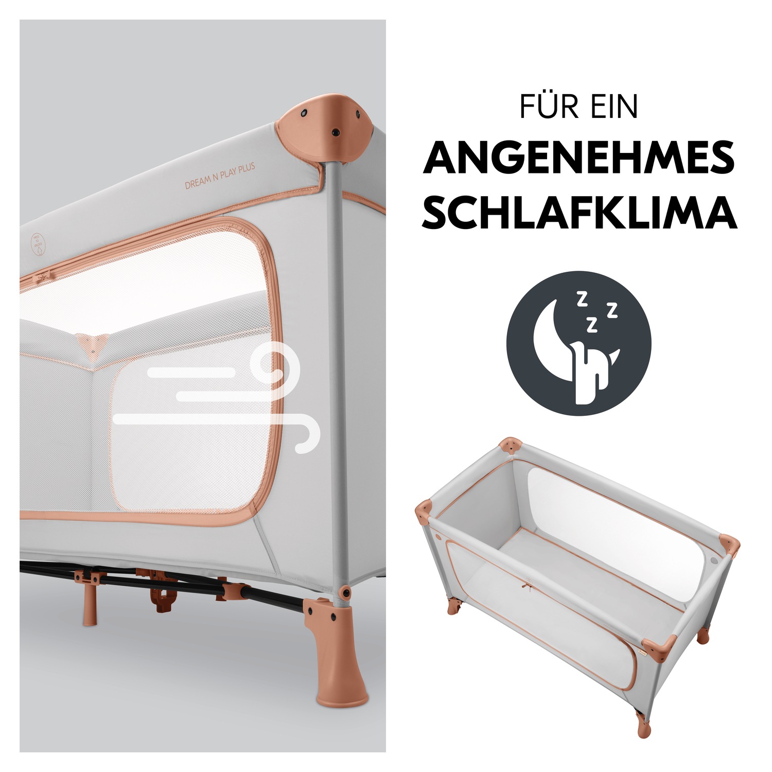 Hauck Baby-Reisebett »Dream N Play Plus, Dusty Cork«, Vorderausstieg