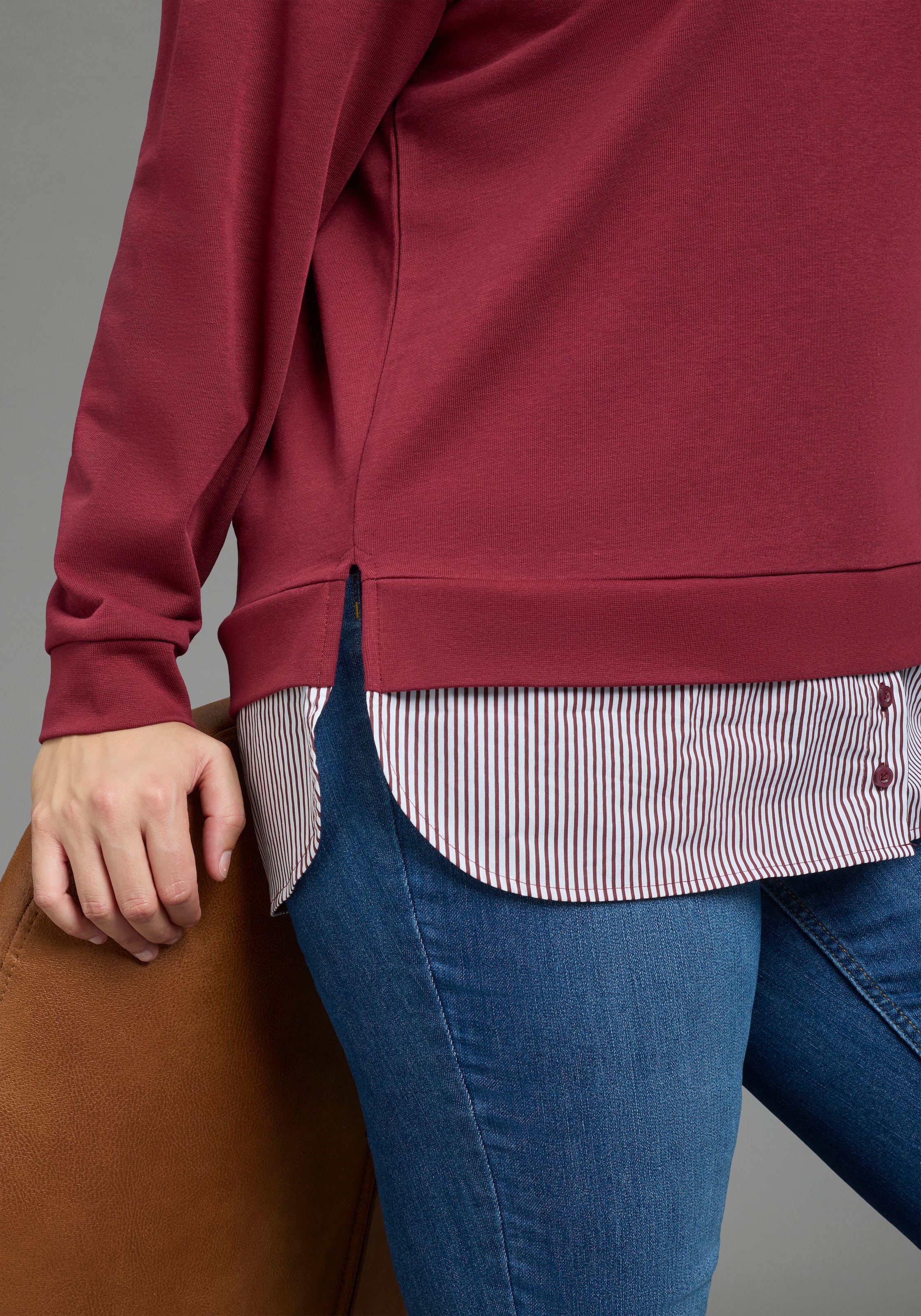 Laura Scott CURVE Sweater »Große Größen«, mit elegantem Bluseneinsatz
