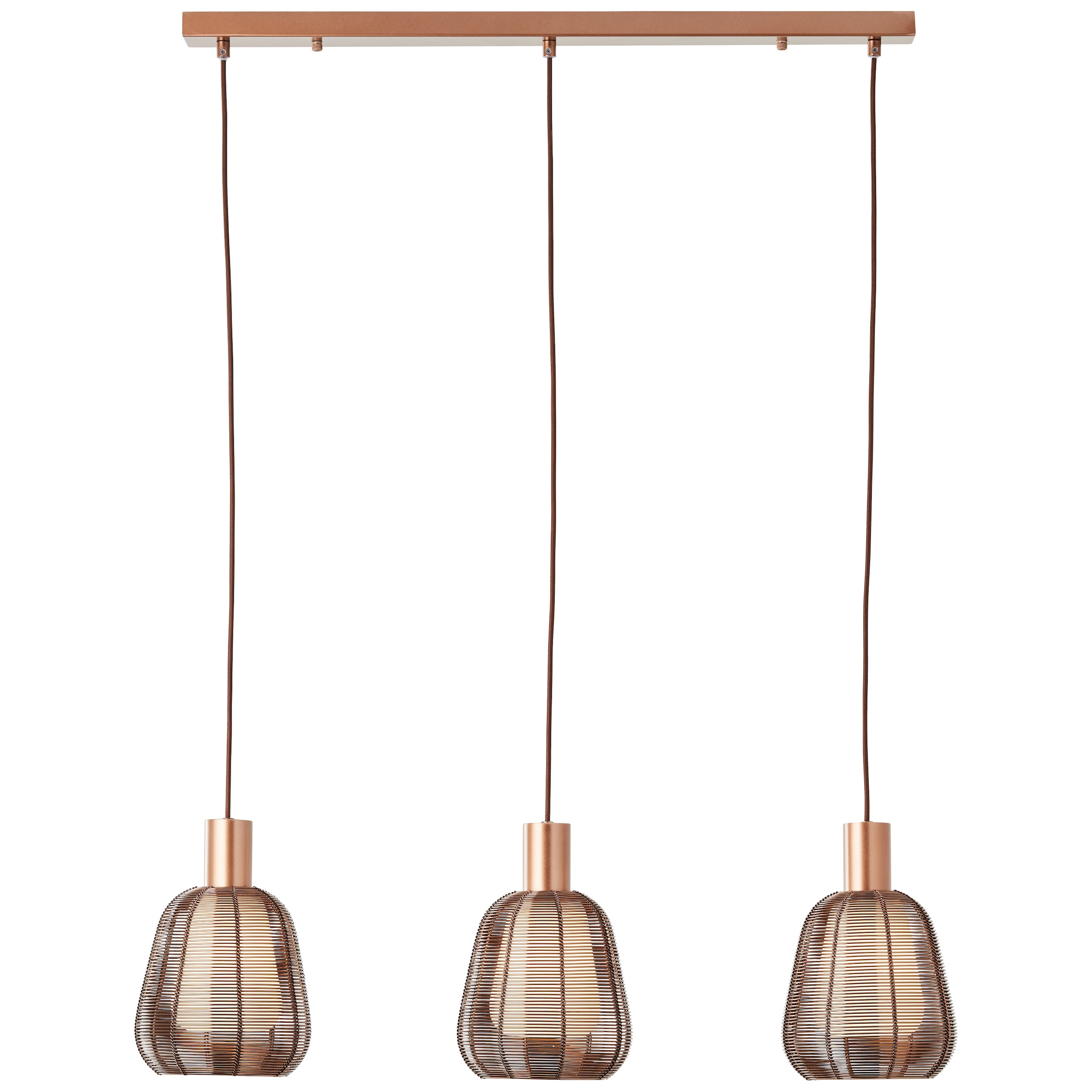 Brilliant Pendelleuchte »Wallace«, 3 flammig, Leuchtmittel E27 | ohne Leuchtmittel, 120 x 85 x 18 cm, 3 x E27, kürzbar, Kaffee dunkel, Metall/Glas