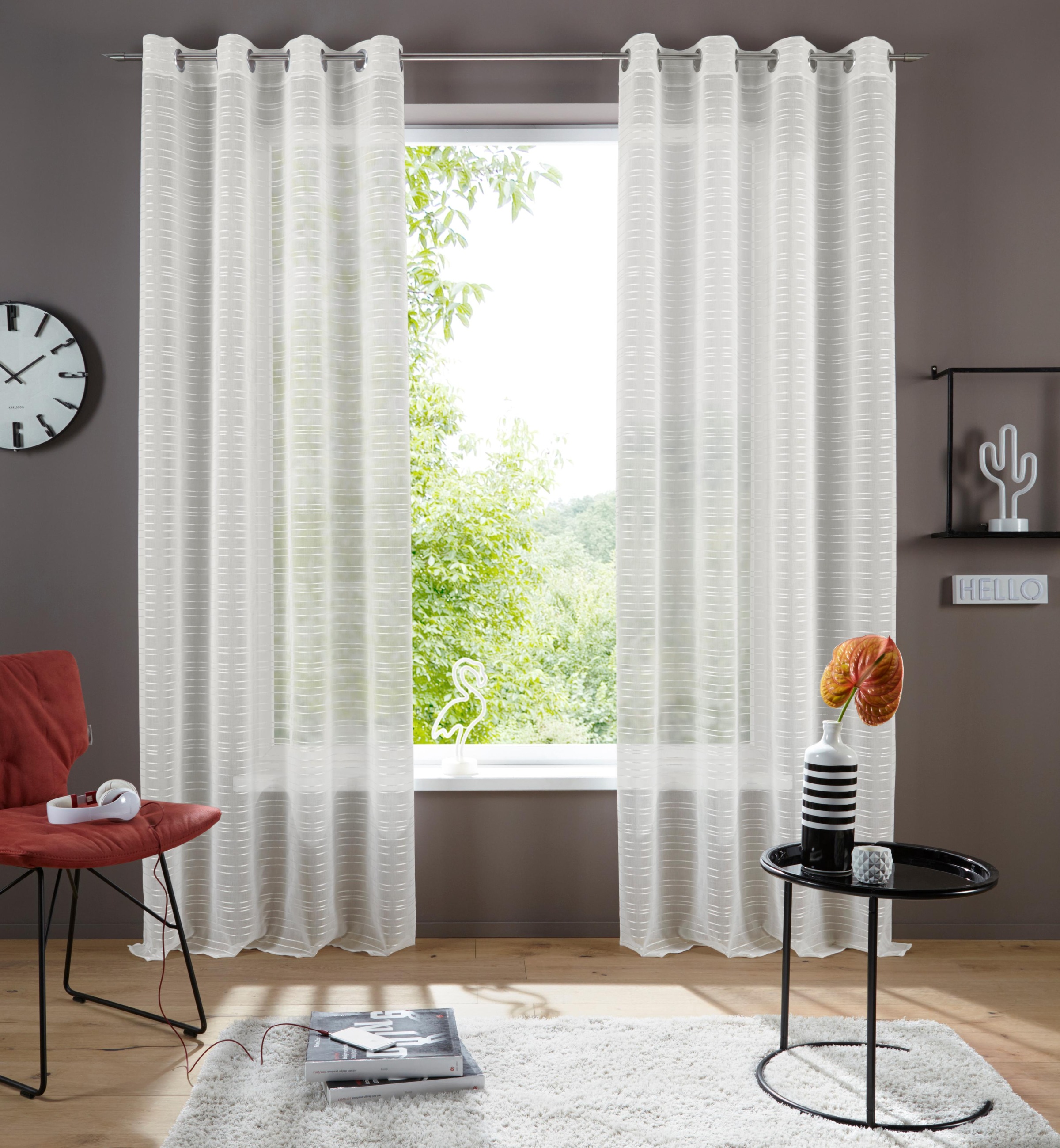 Bruno Banani Gardine »Linus« Ösen 1 Stk. tlg. 1 Schal, eingewebte Querstrei günstig online kaufen