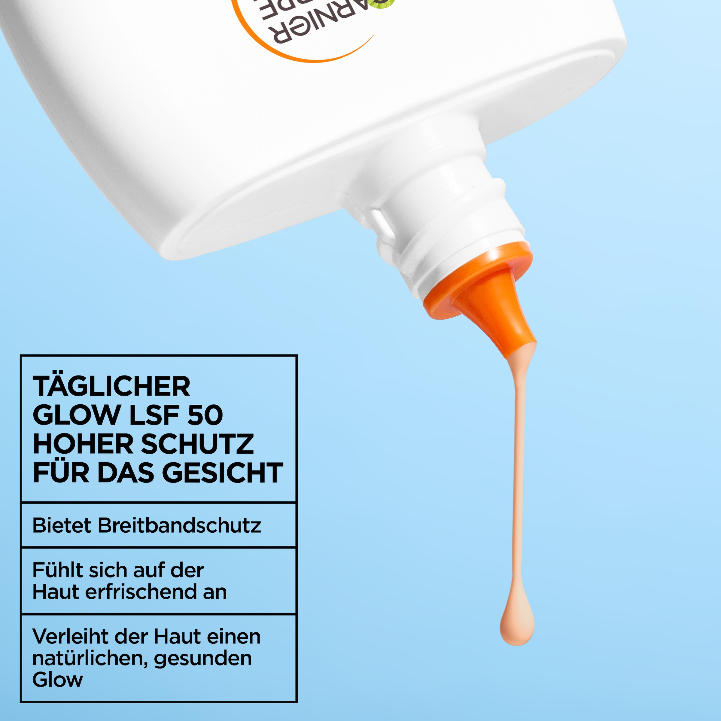 GARNIER Sonnenschutzfluid »SUPER UV UV-WATER-FLUID GLOW LSF 50« für das Gesicht, leichte Fluid-Textur, mit LSF 50