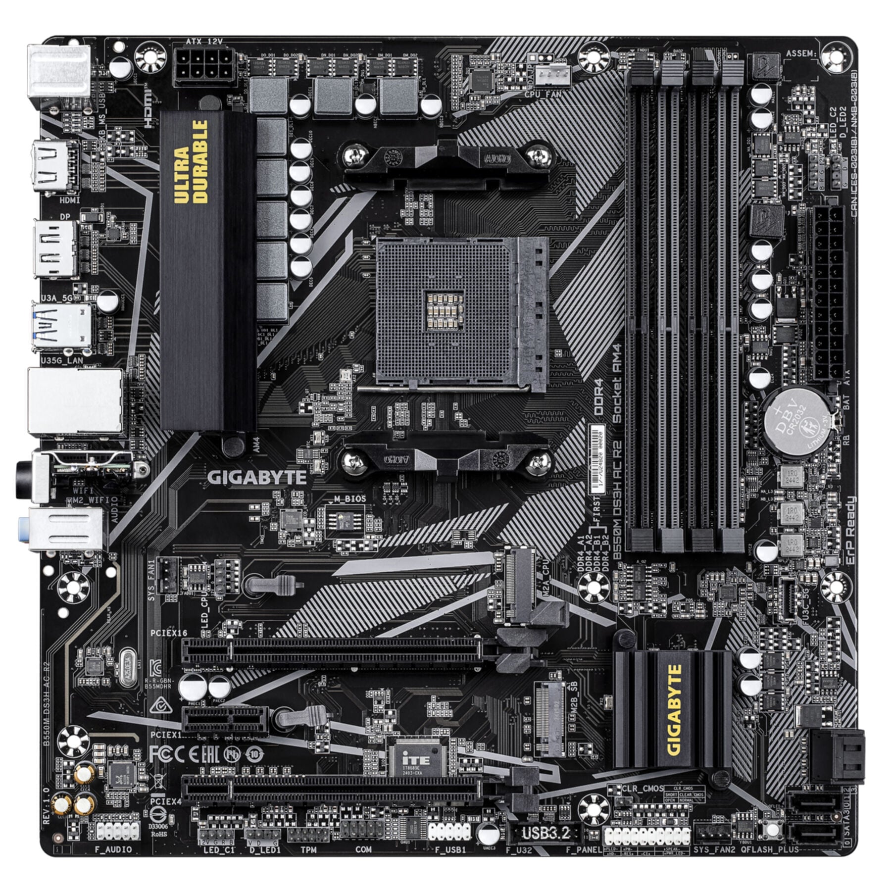 Gigabyte Mainboard »B550M DS3H AC R2 Mainboard – AMD Ryzen 5000 Prozessoren, 5+3 Phasen VR«